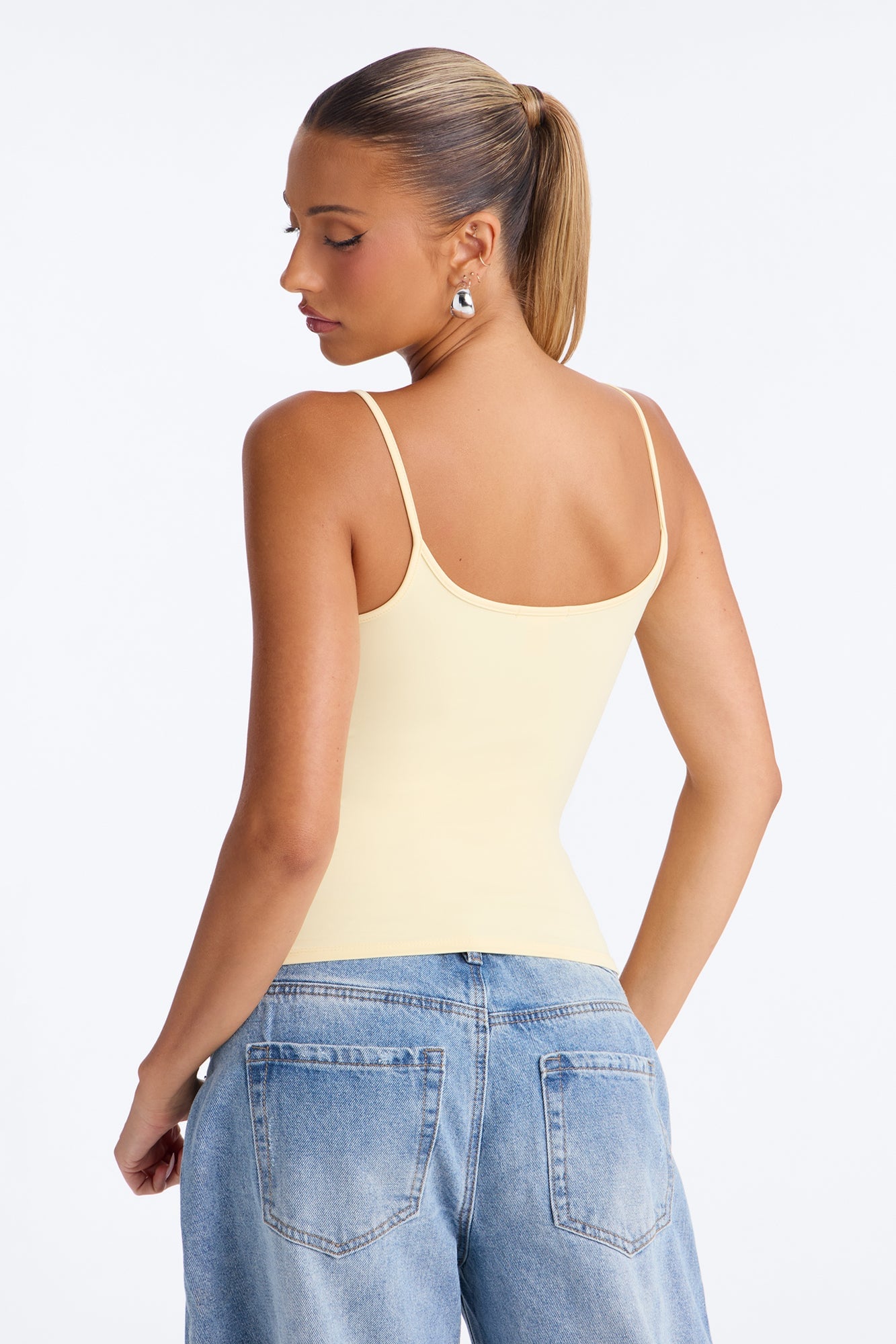 On The Go Spaghetti Strap Tank Top - Butter Yellow image 4