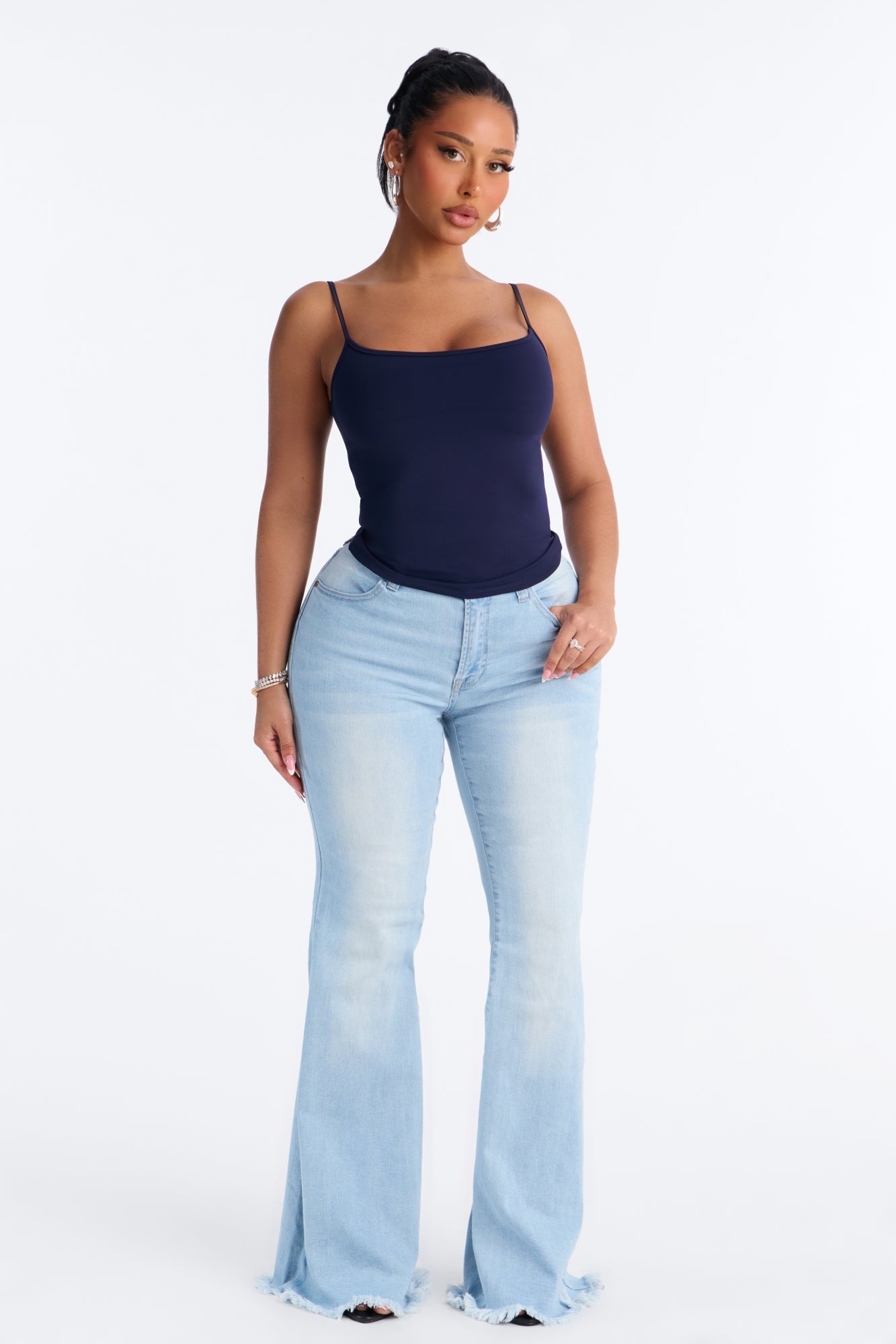 On The Go Spaghetti Strap Tank Top - Navy image 2