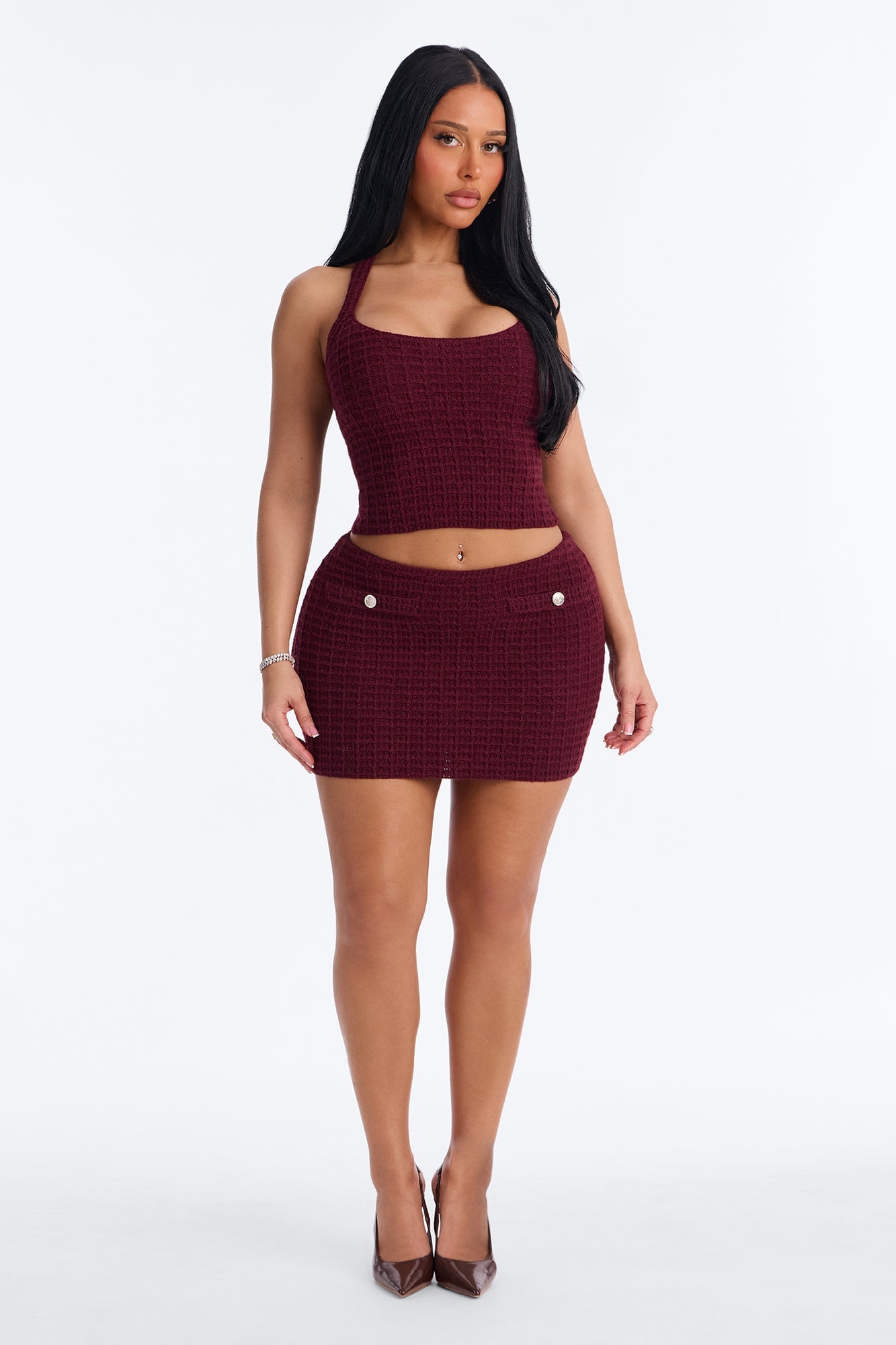 Minimal Effort Sweater Halter Top - Burgundy image 6