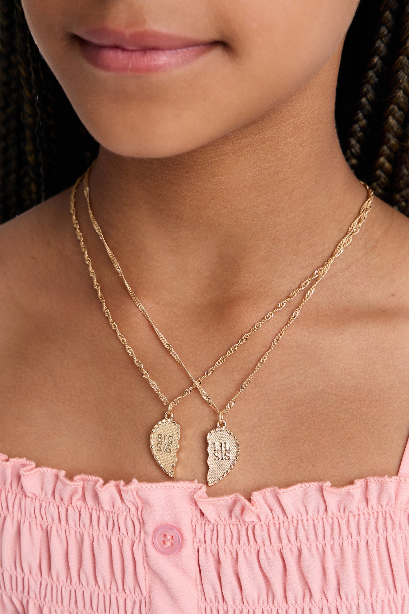 Mini Big Sis And Lil Sis 2pc Necklace Set - Gold image 1