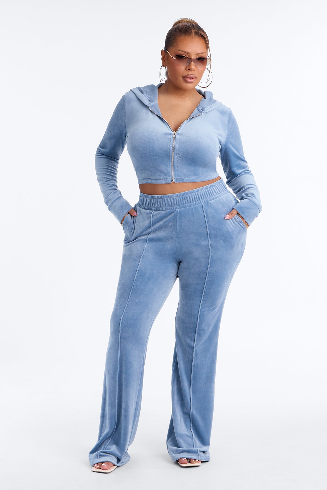 Amelia Velour Pant Set - Blue image 1