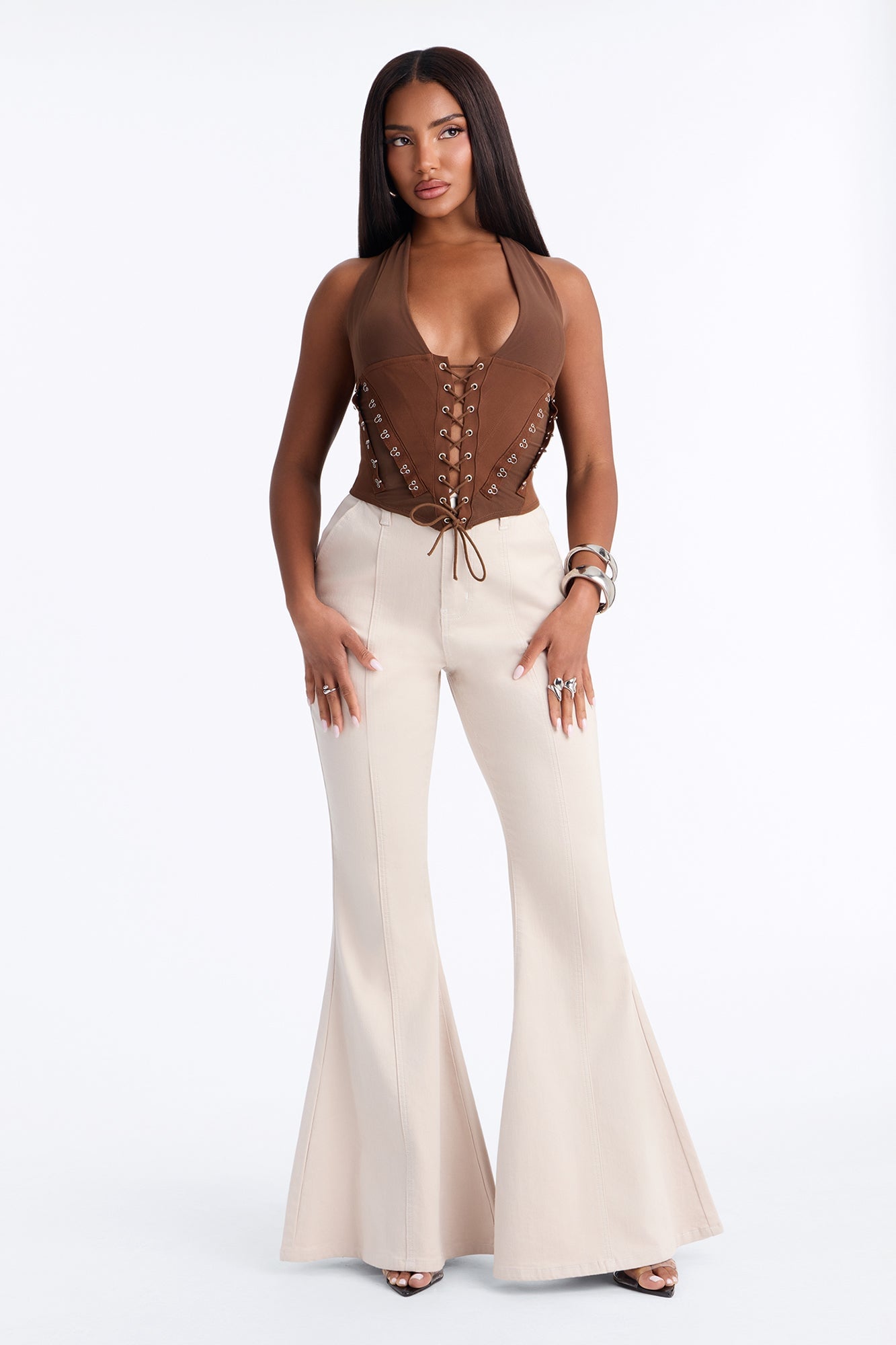 Alexis Lace Up Halter Top - Chocolate image 6