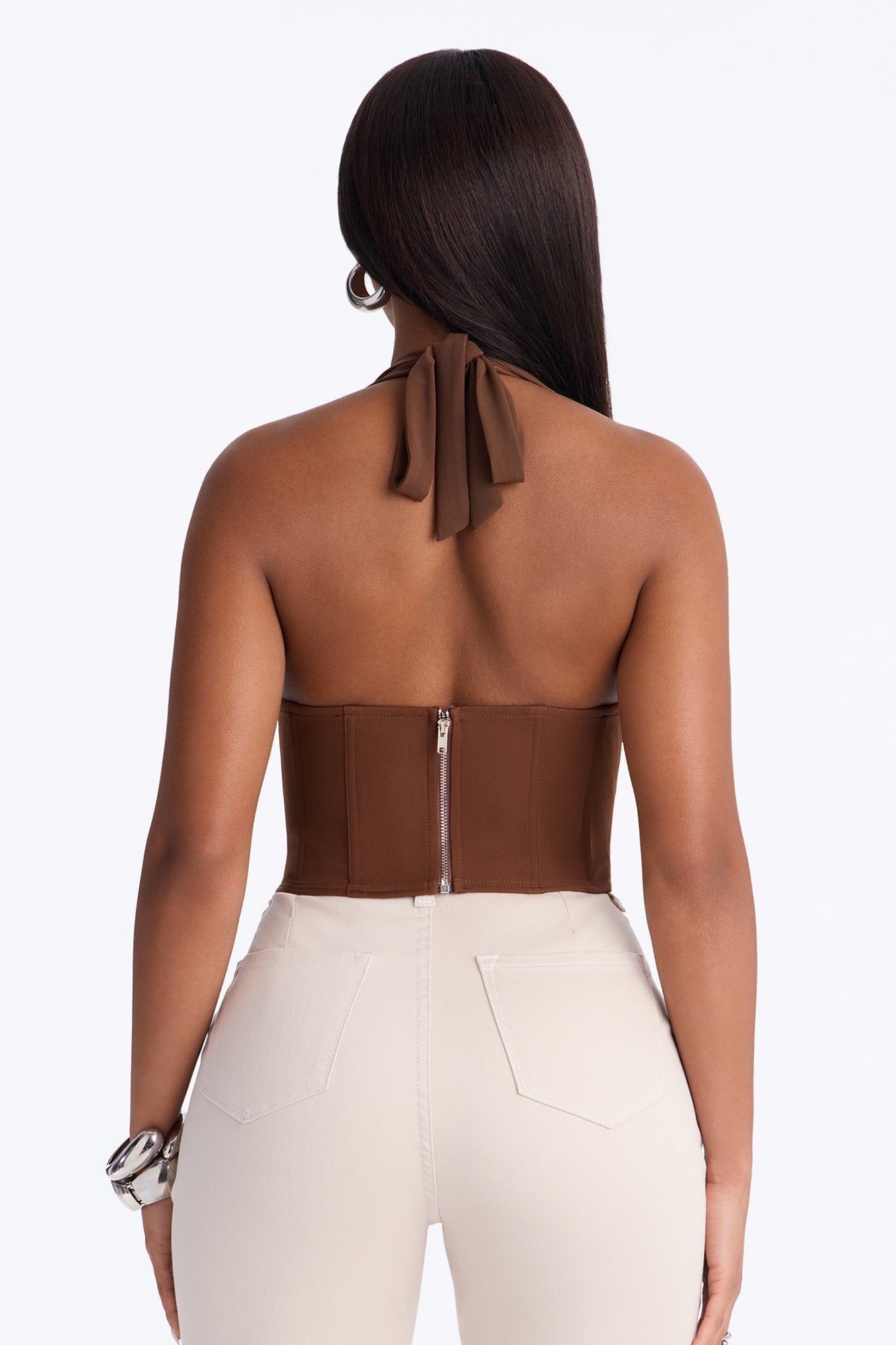 Alexis Lace Up Halter Top - Chocolate image 8