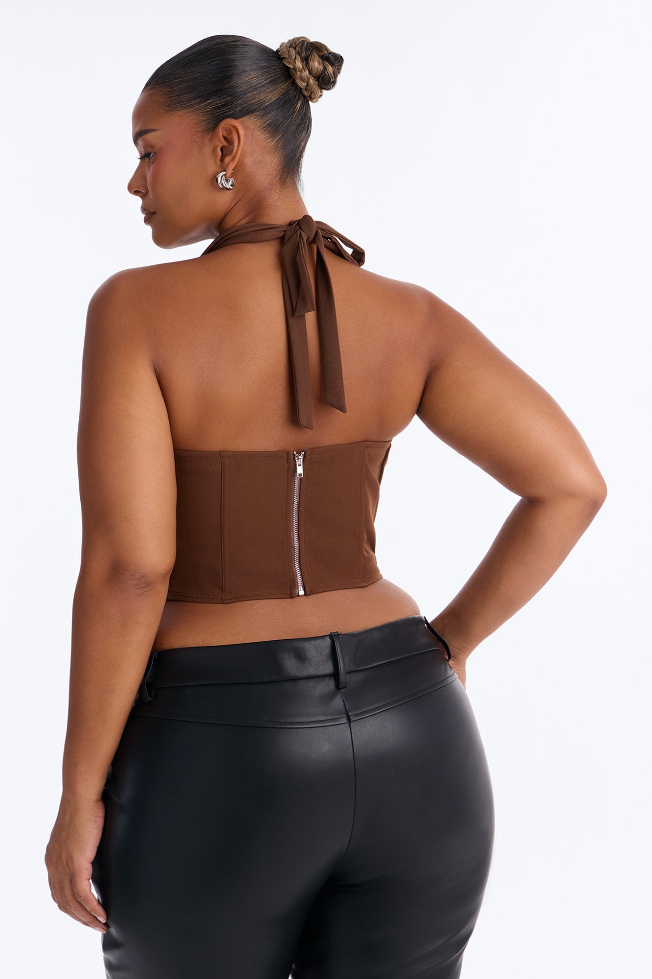 Alexis Lace Up Halter Top - Chocolate image 4