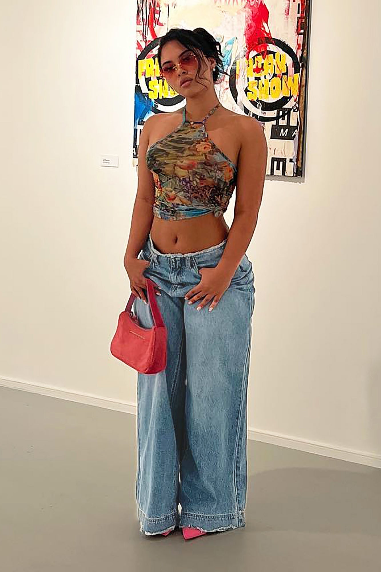 In Your Dreams Cut Off Waistband Baggy Jean - Medium Wash image 8