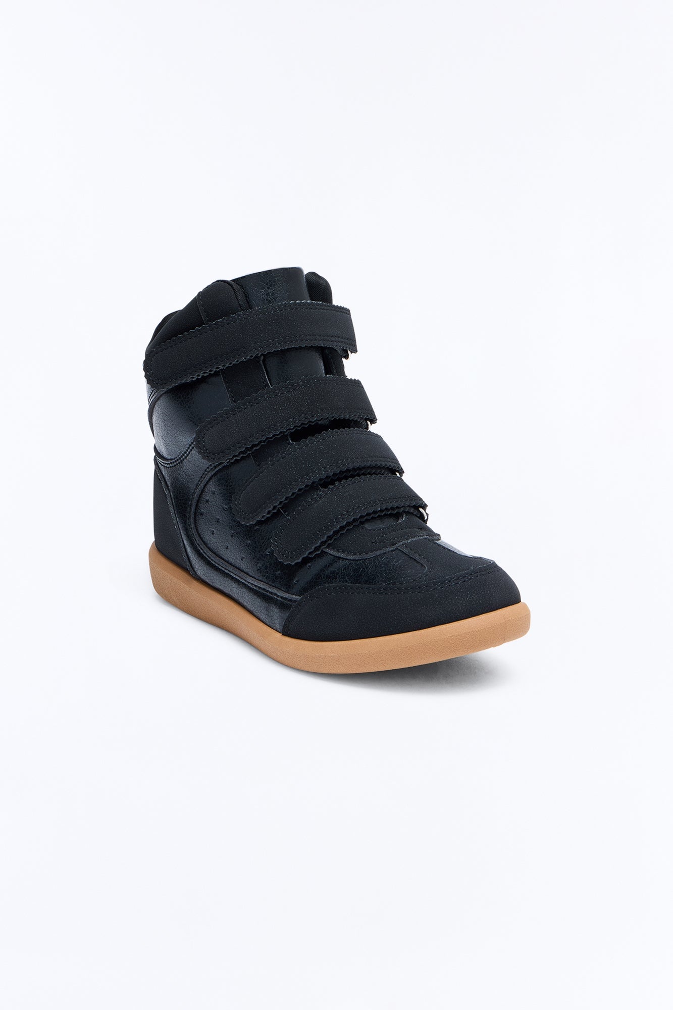Sleek Step Metallic Wedge Sneakers - Black image 4