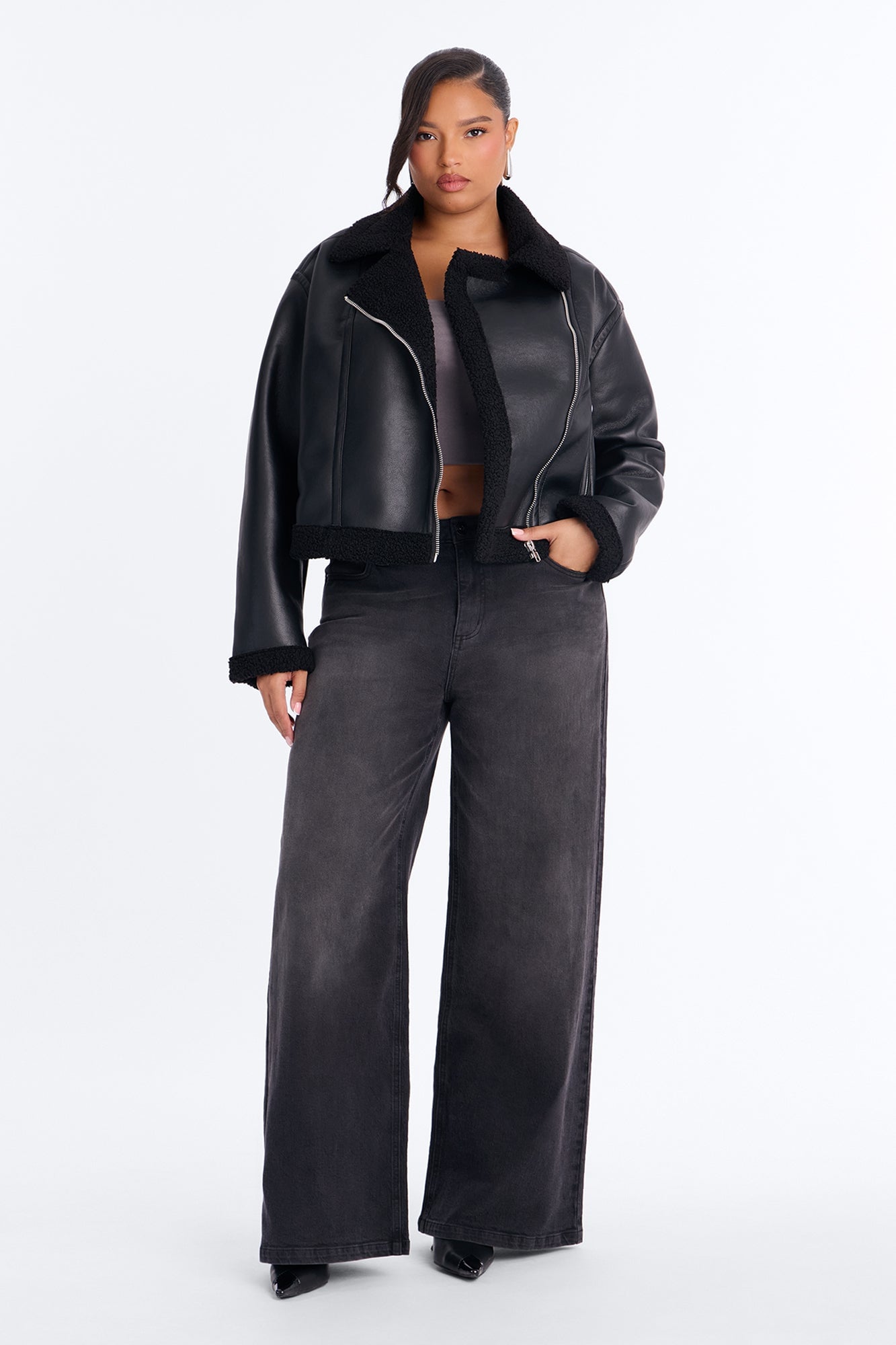 Charisma Faux Leather Shearling Jacket - Black image 1
