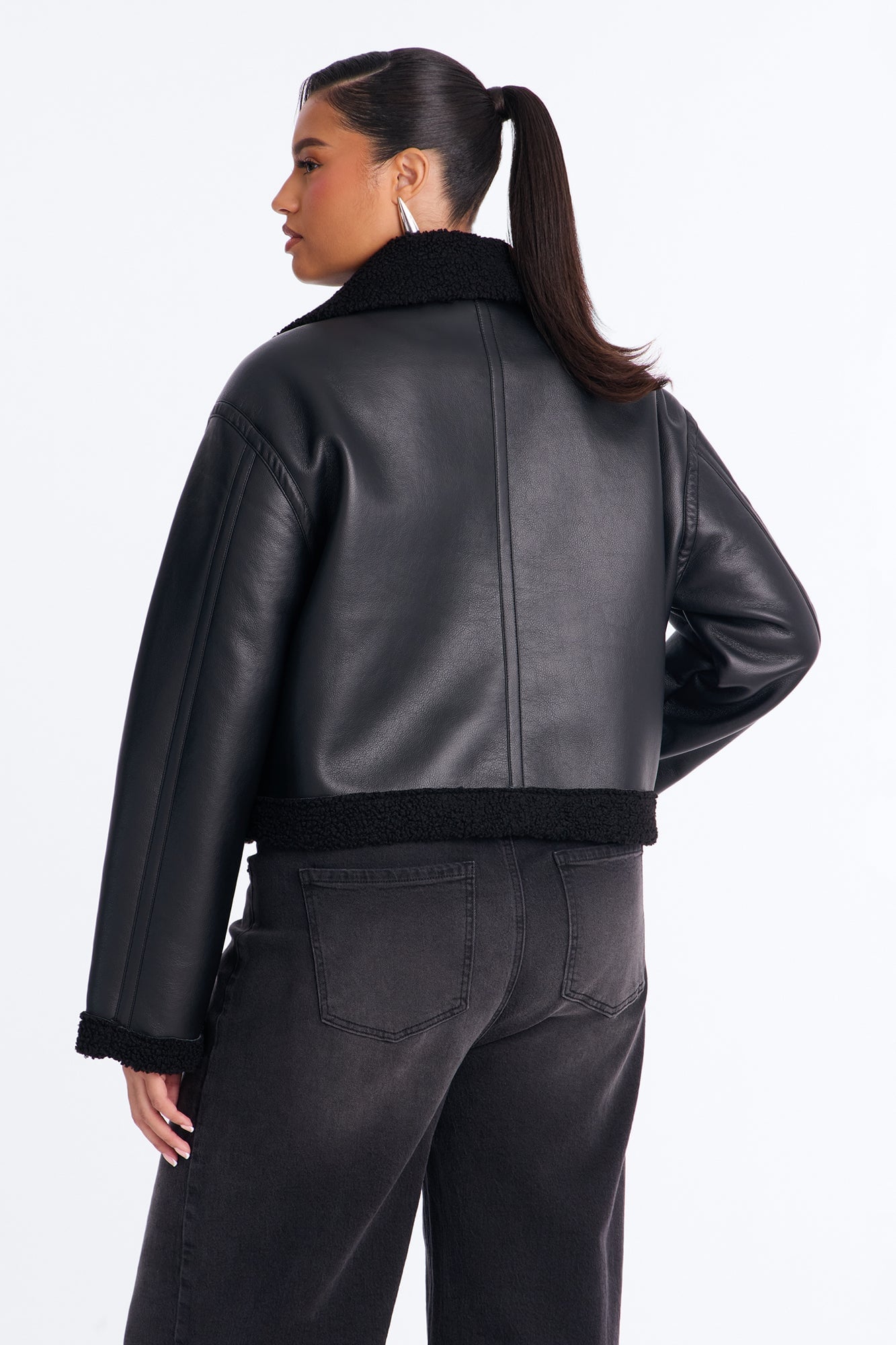 Charisma Faux Leather Shearling Jacket - Black image 4