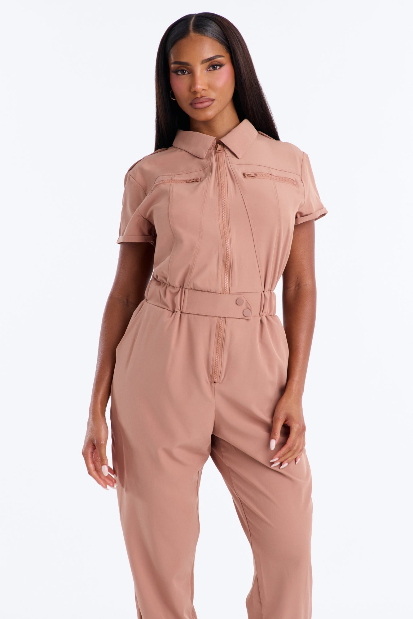 On Call Stretch Uniform Scrub Jumpsuit - Mocha image 6