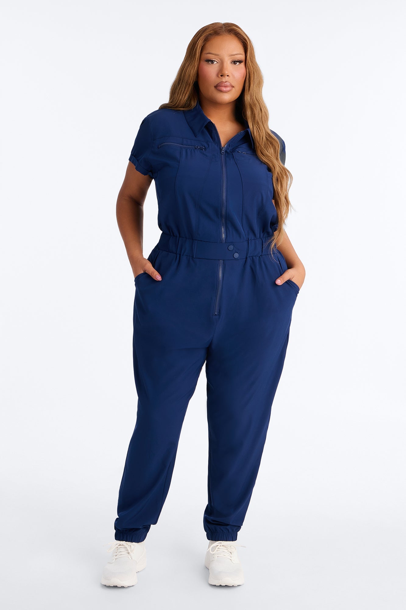 On Call Stretch Uniform Scrub Jumpsuit - Navy image 1