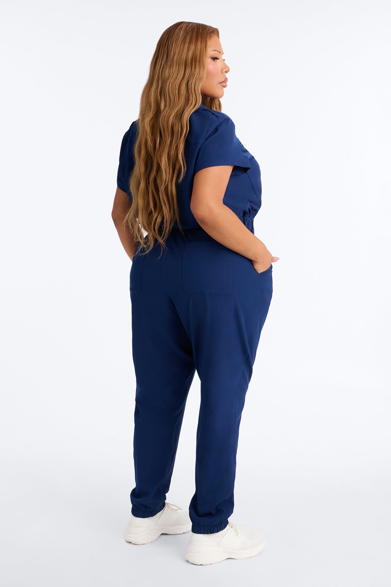 On Call Stretch Uniform Scrub Jumpsuit - Navy image 4