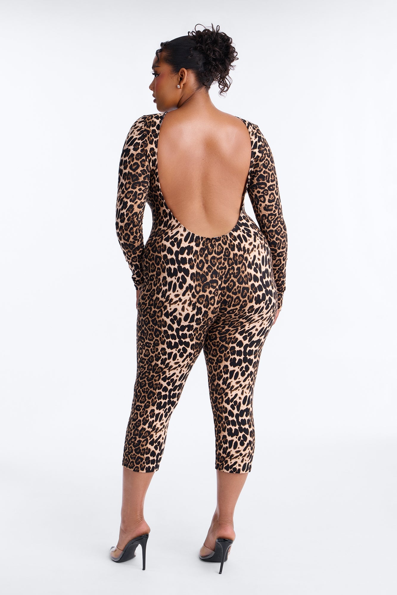 Fierce Instincts Long Sleeve Capri Jumpsuit - Leopard image 3