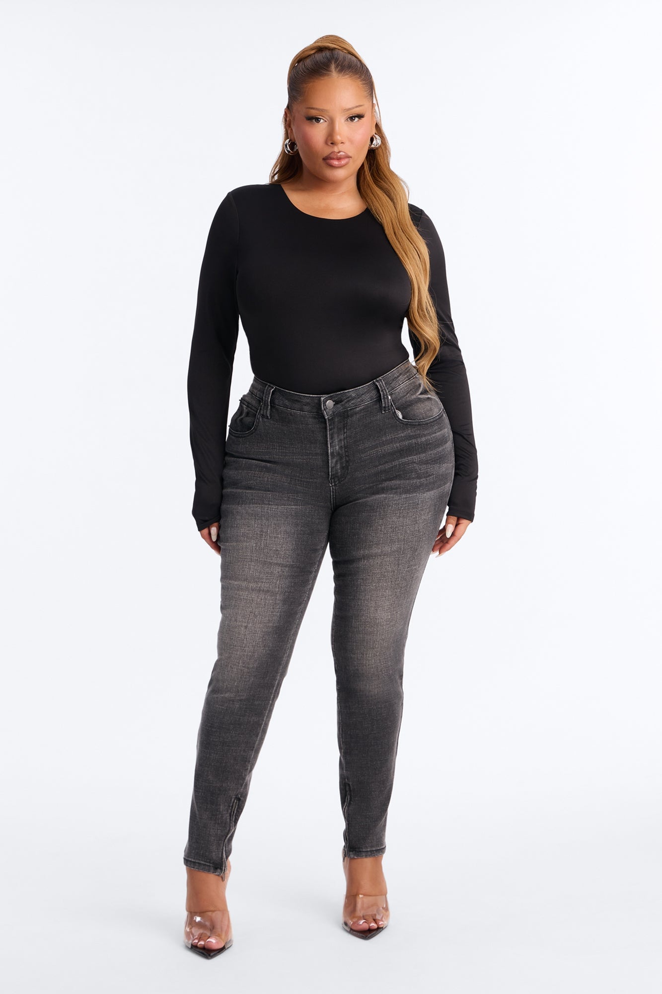 Brenda Double Lined Long Sleeve Top - Black image 2