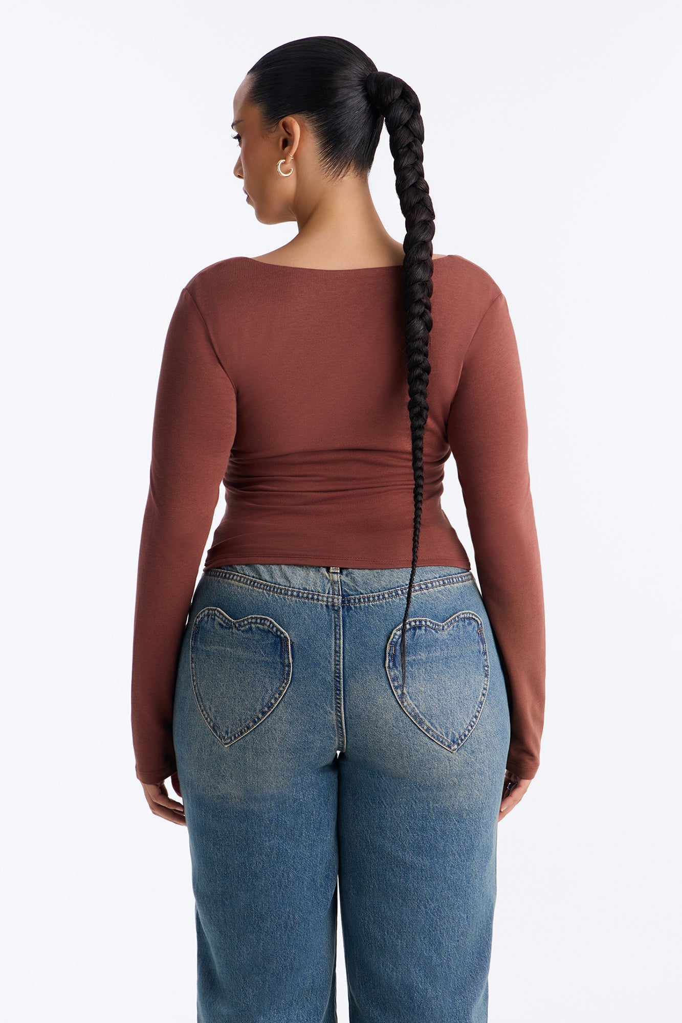 Maya Double Lined Long Sleeve Top - Mocha image 3
