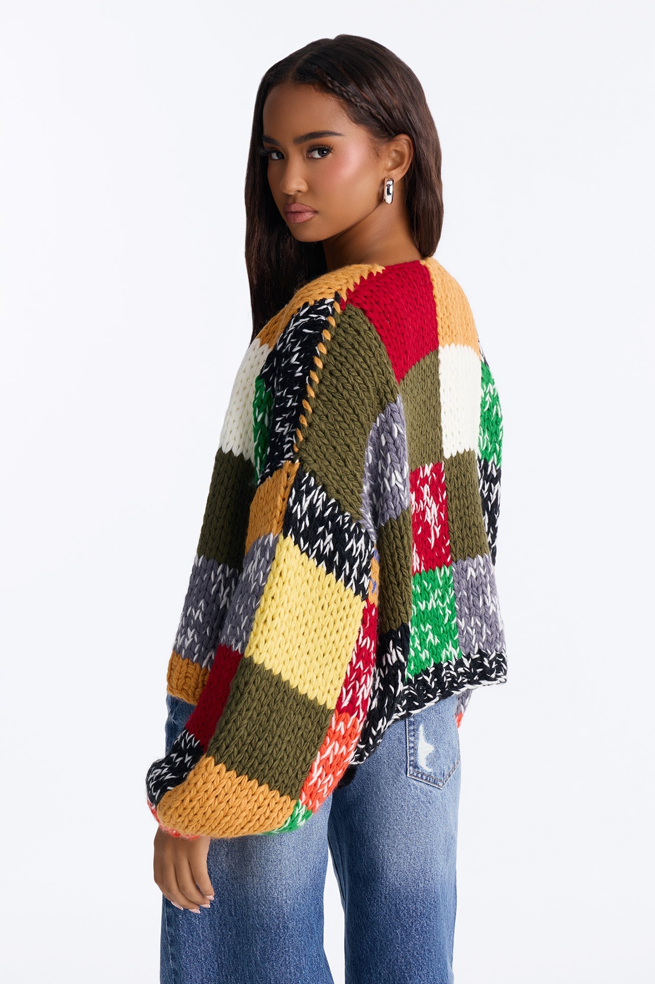 All The Vibes Chunky Knit Cardigan - Olive/combo image 8
