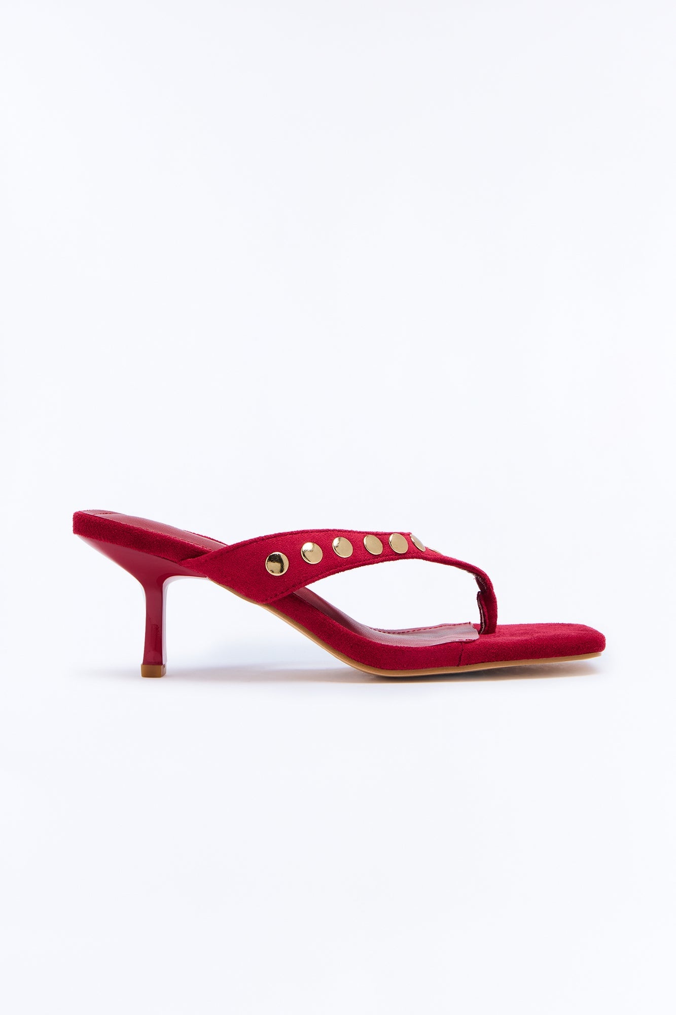 Stay Fine Studded Thong Heels - Red image 3