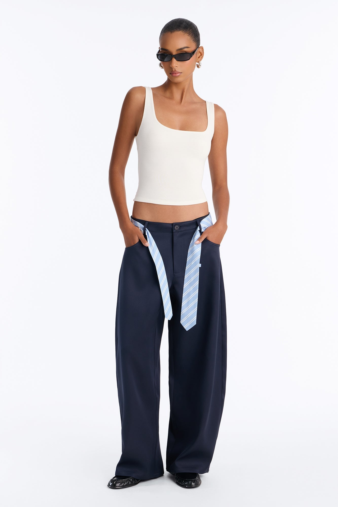 All Tied Up Barrel Leg Trouser - Navy image 5
