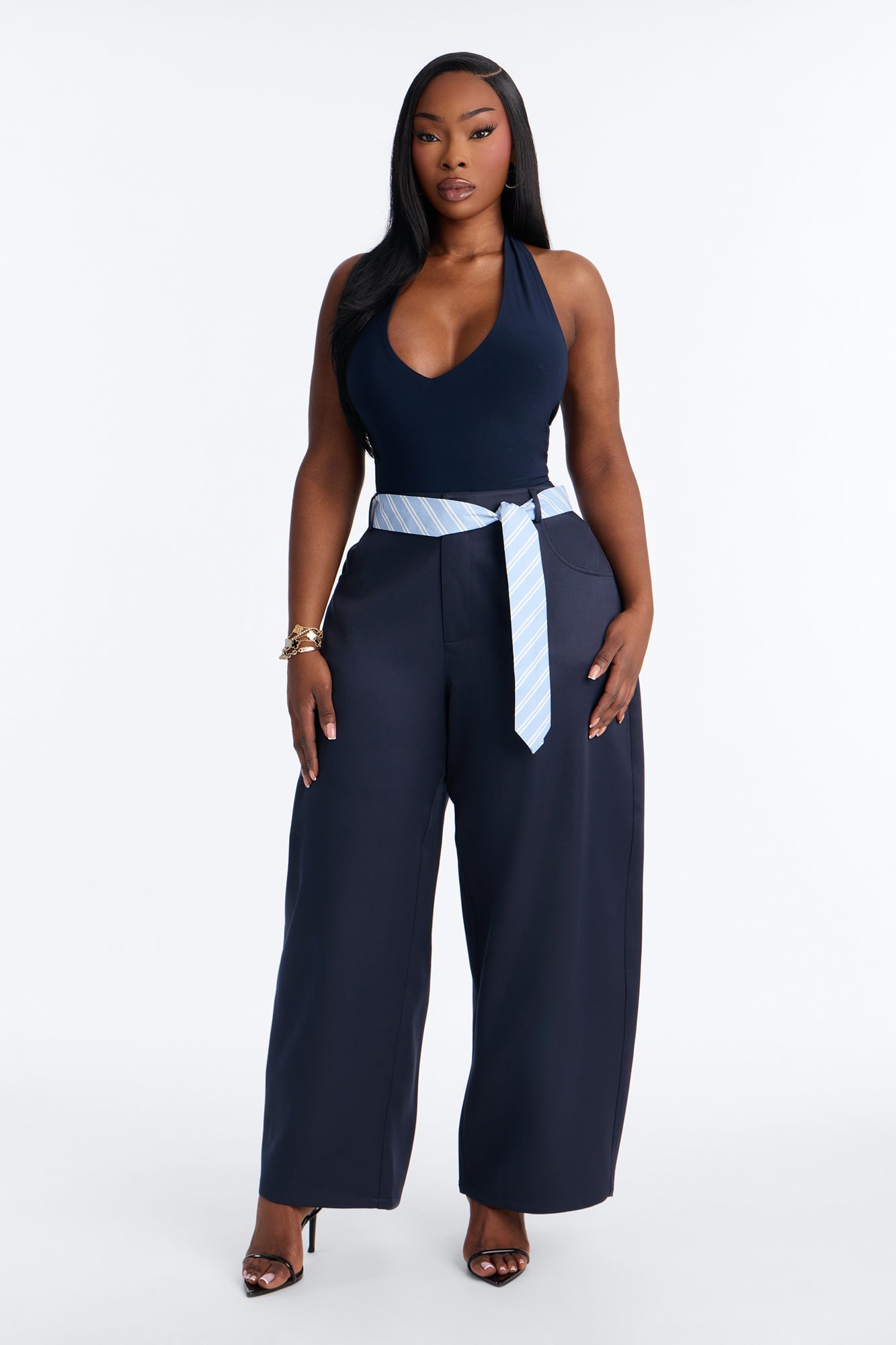 All Tied Up Barrel Leg Trouser - Navy image 1