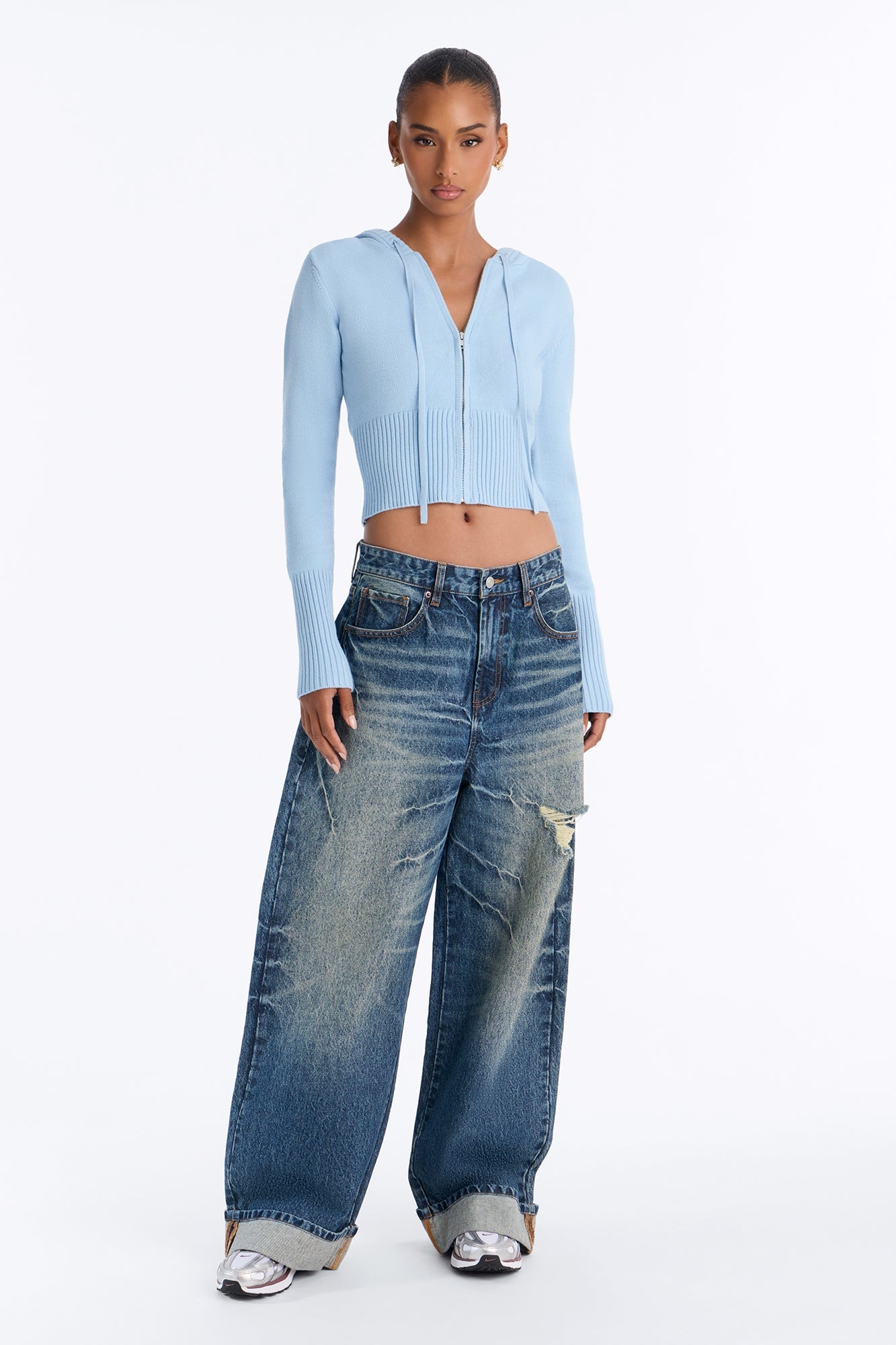 Lana Zip Up Sweater - Light Blue image 6