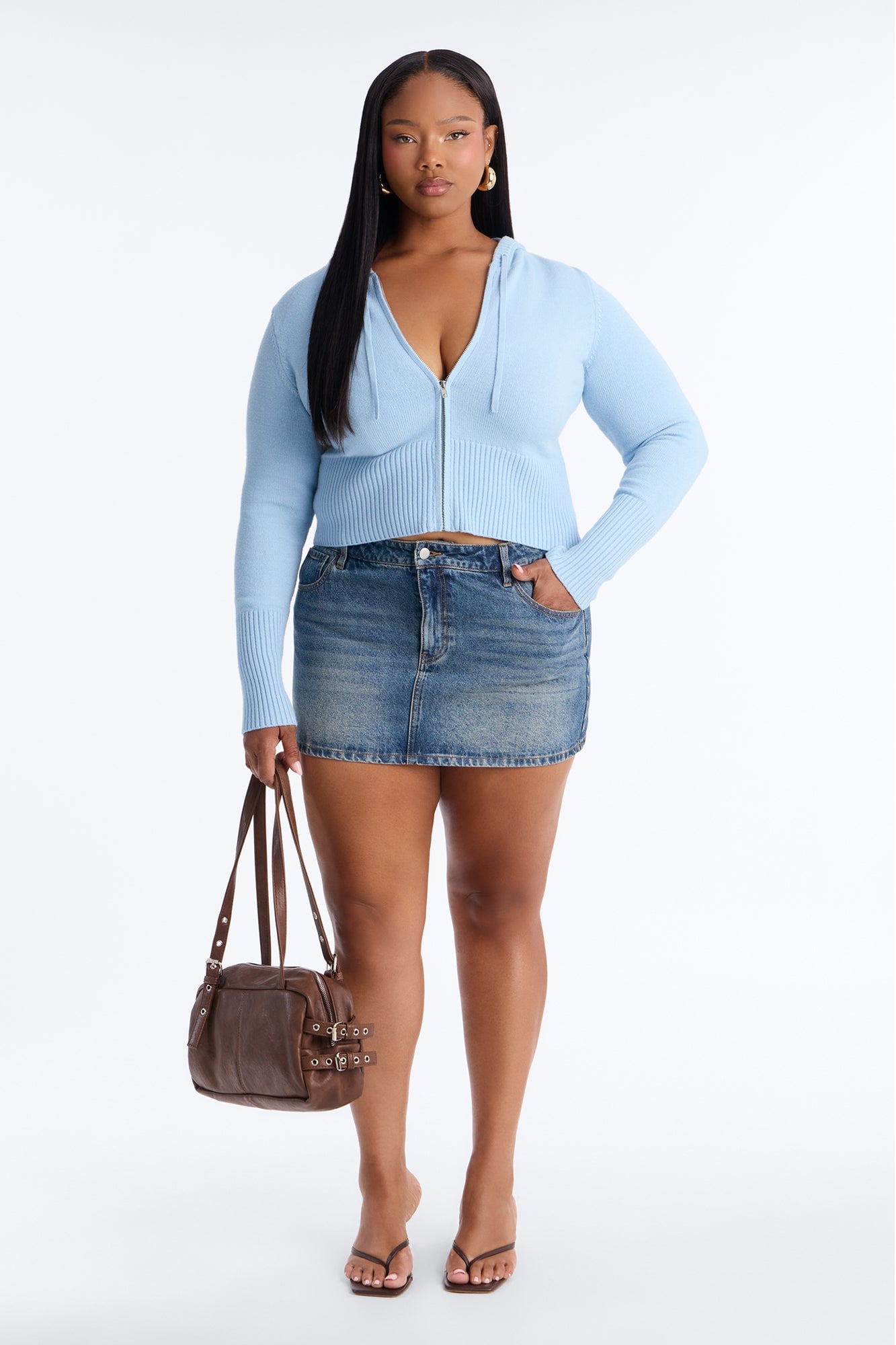 Lana Zip Up Sweater - Light Blue image 1