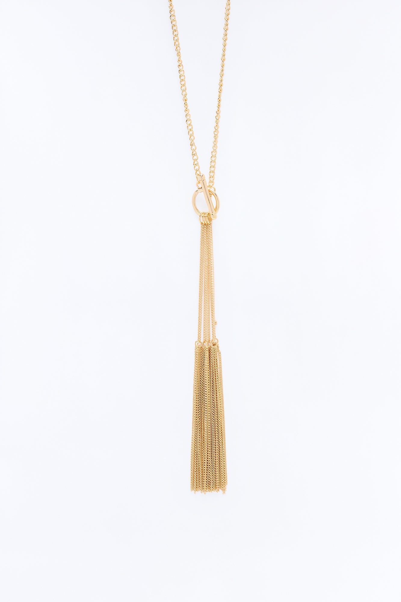 Not Going Anywhere Fringe Lariat Necklace - Gold image 3