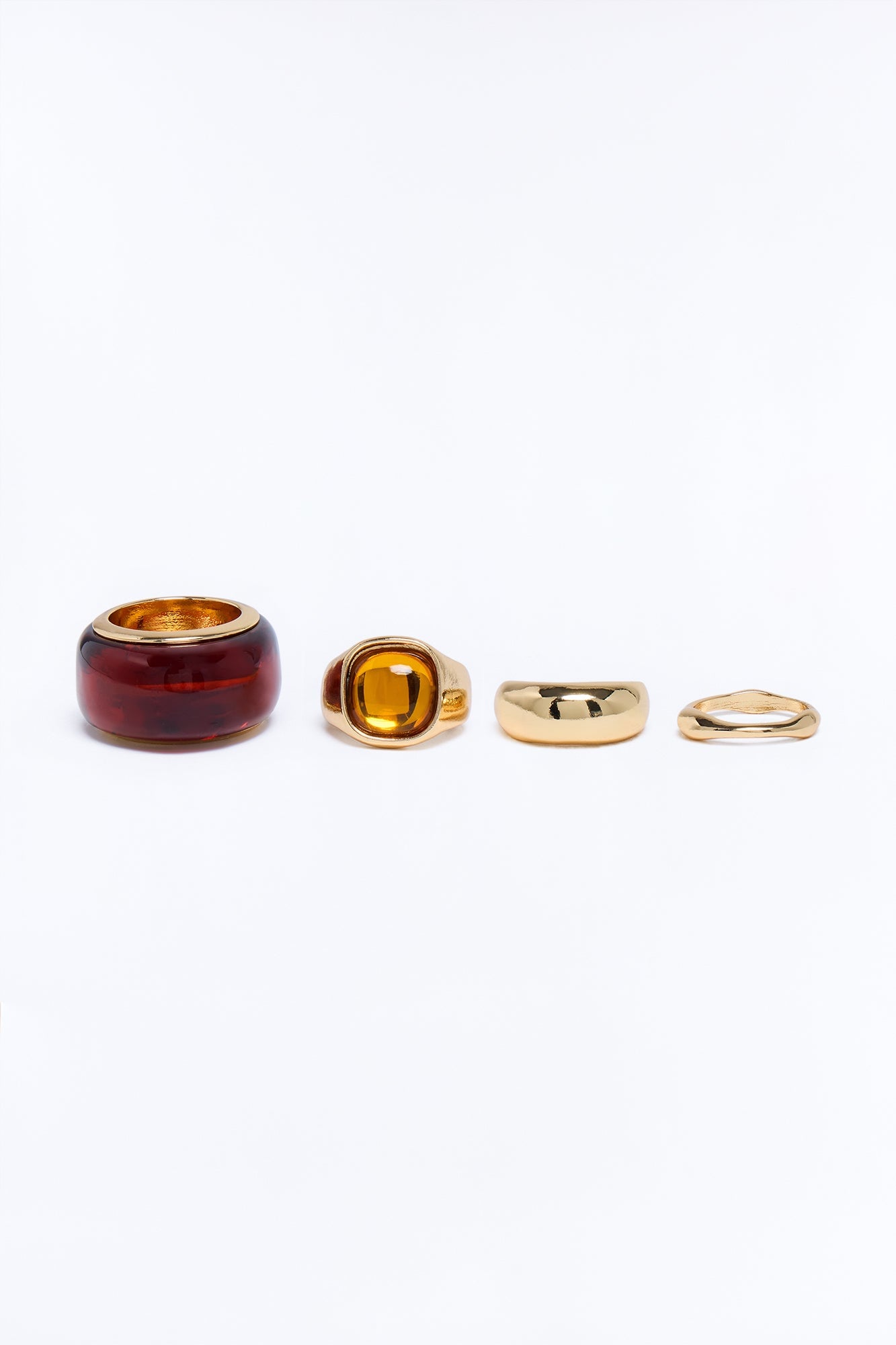 Riviera Sun 4 Piece Ring Set - Gold/Brown image 3