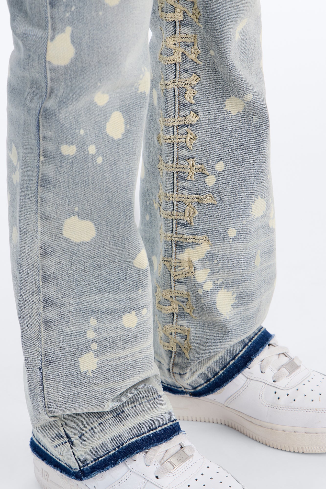 Mini Ruthless Embroidered Stacked Skinny Flare Jeans - Bleach Blue Wash image 4