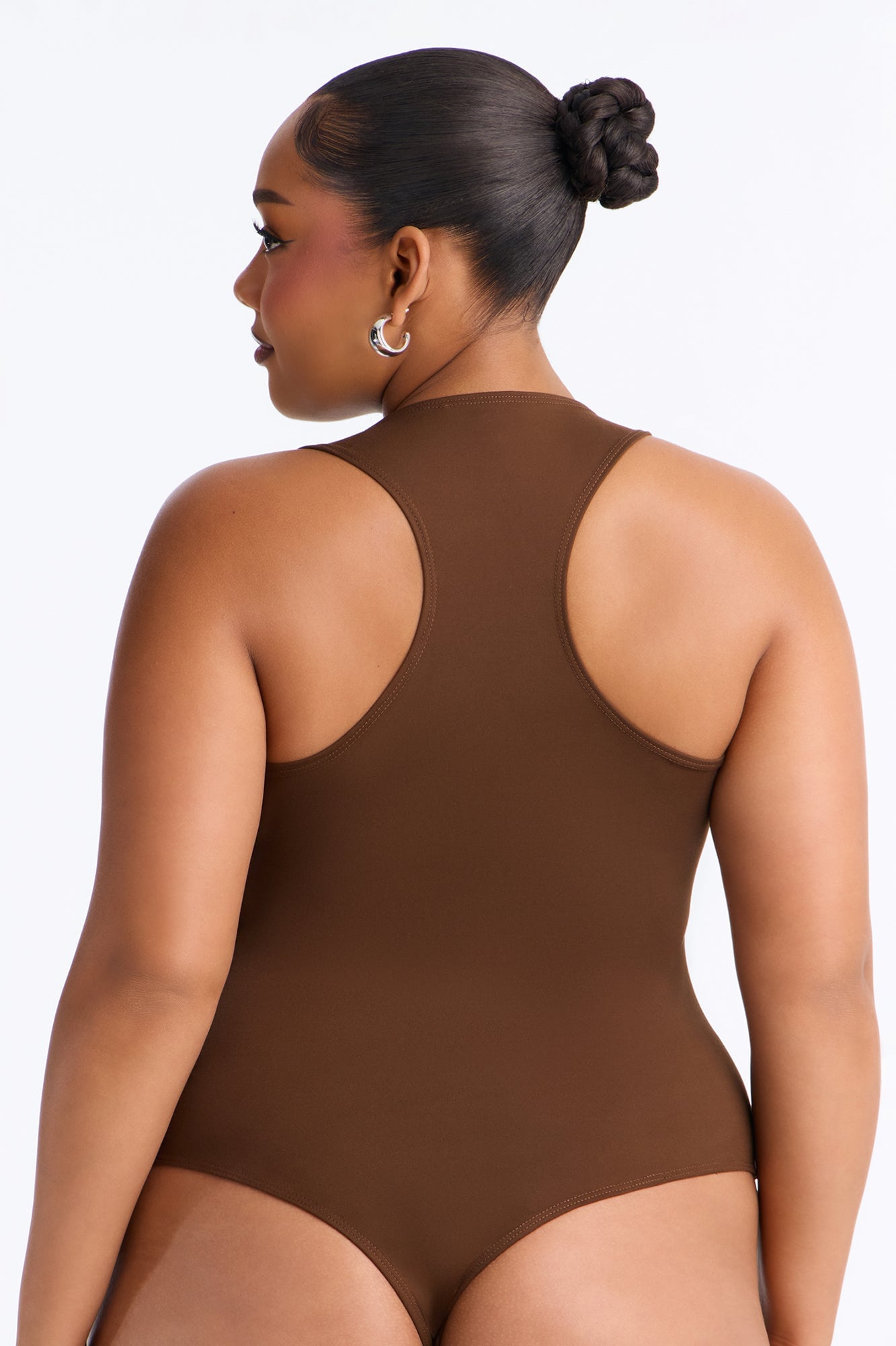 Sarafiena Double Lined Scoop Neck Bodysuit - Chocolate image 4