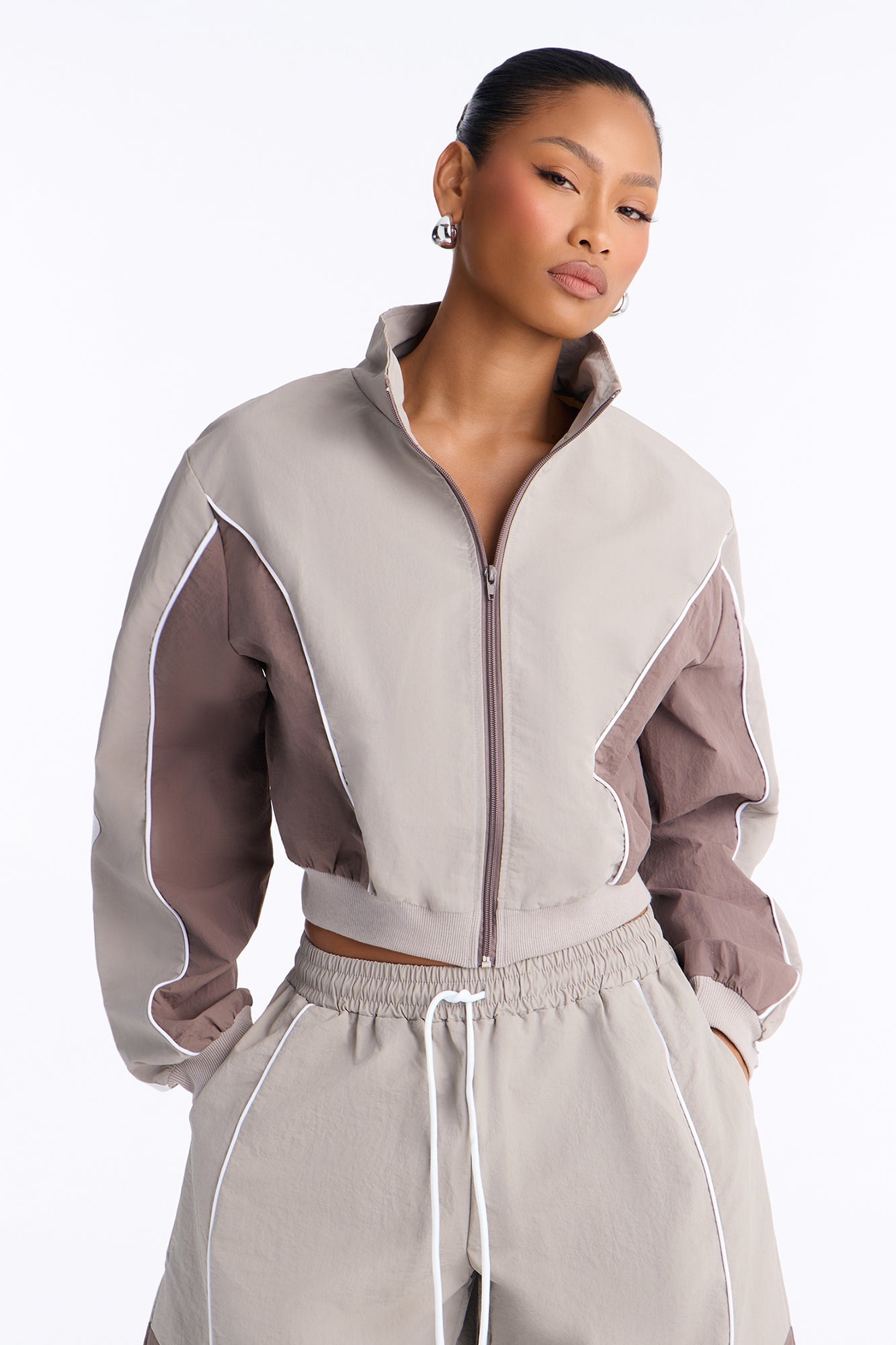 Blair Barrel Leg Windbreaker Pant Set - Grey image 6