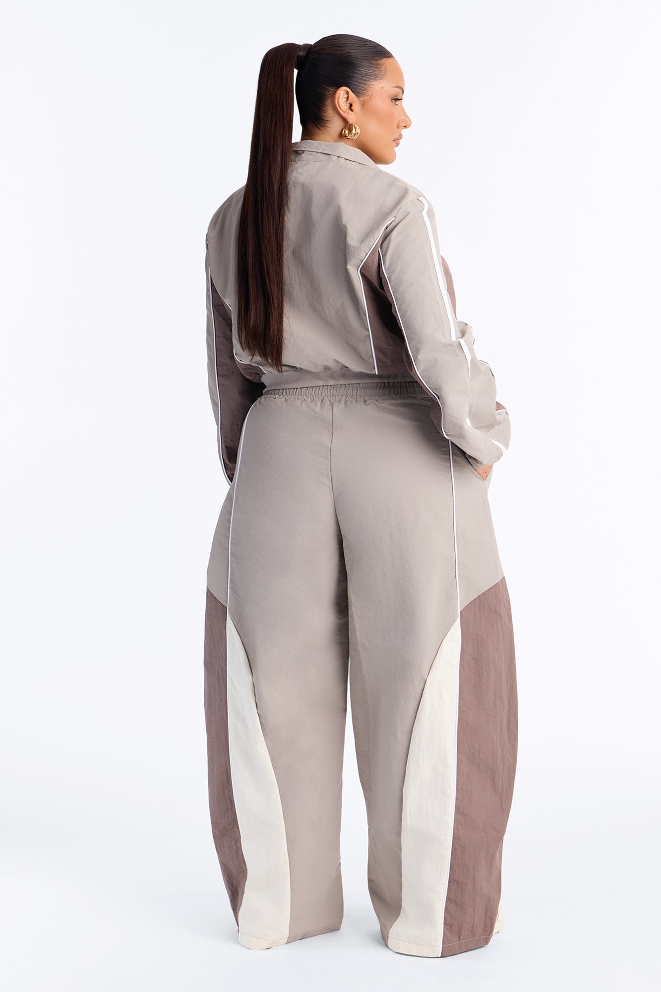 Blair Barrel Leg Windbreaker Pant Set - Grey image 4