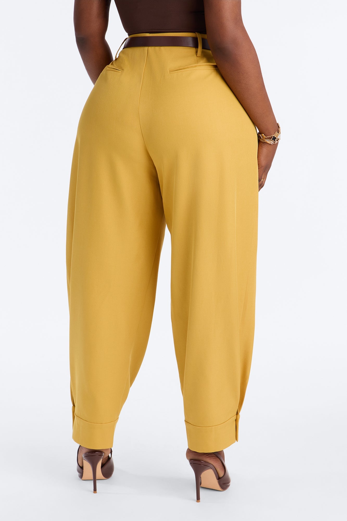 Helena Belted Trouser Pant - Mustard image 4
