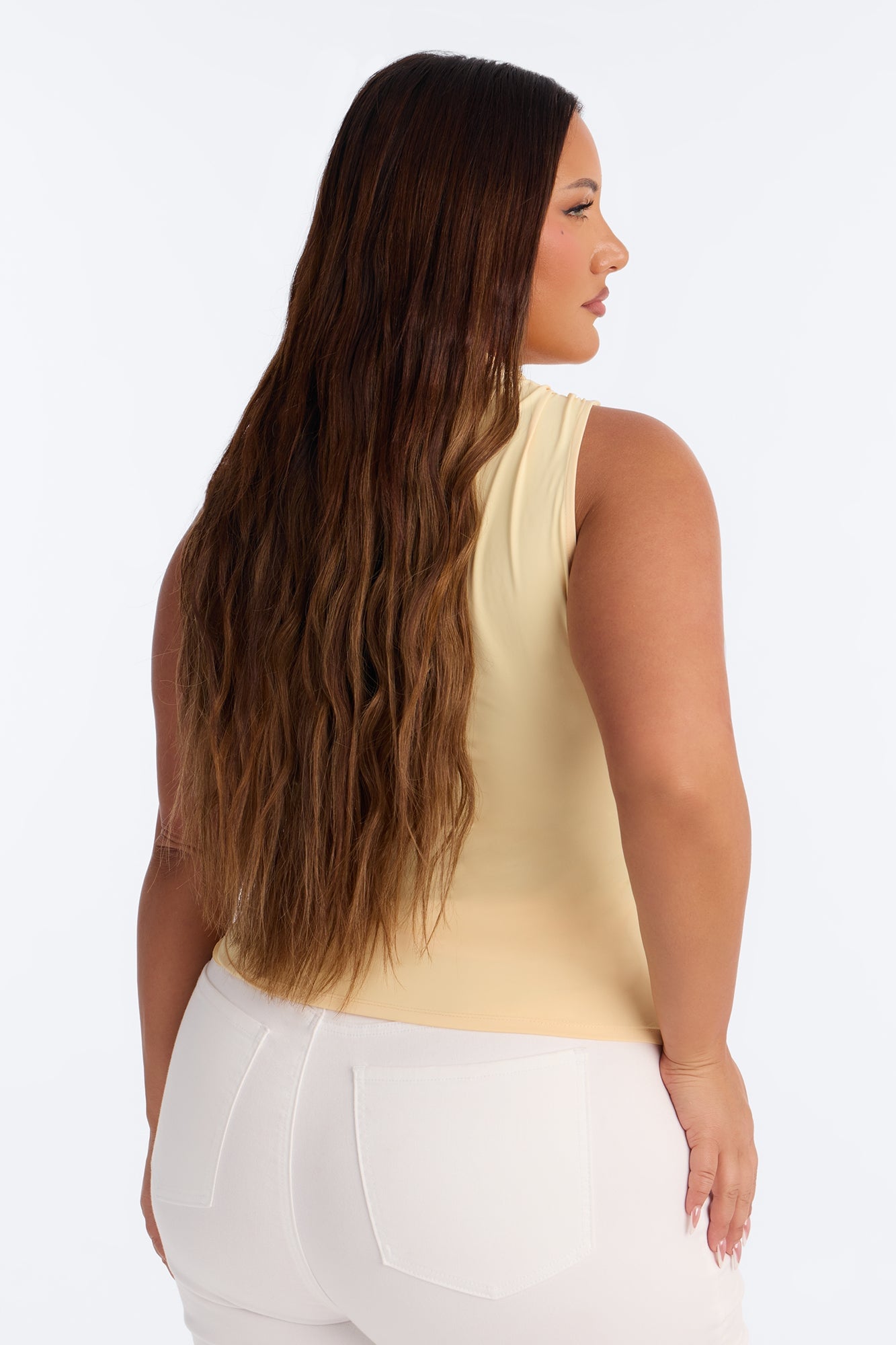 Talia Lace Trim Mock Neck Sleeveless Top - Yellow/combo image 4