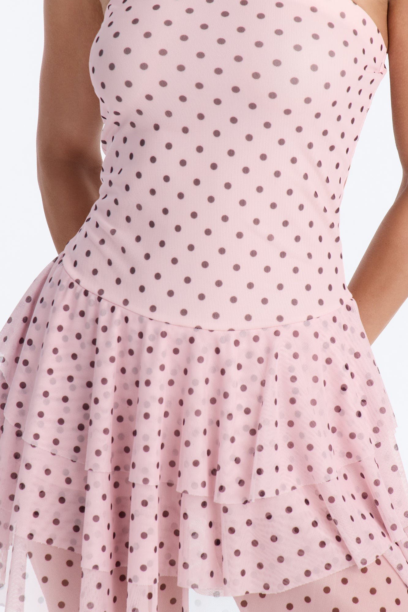 Evie Strapless Ruffle Mesh Mini Dress - Pink/combo image 4