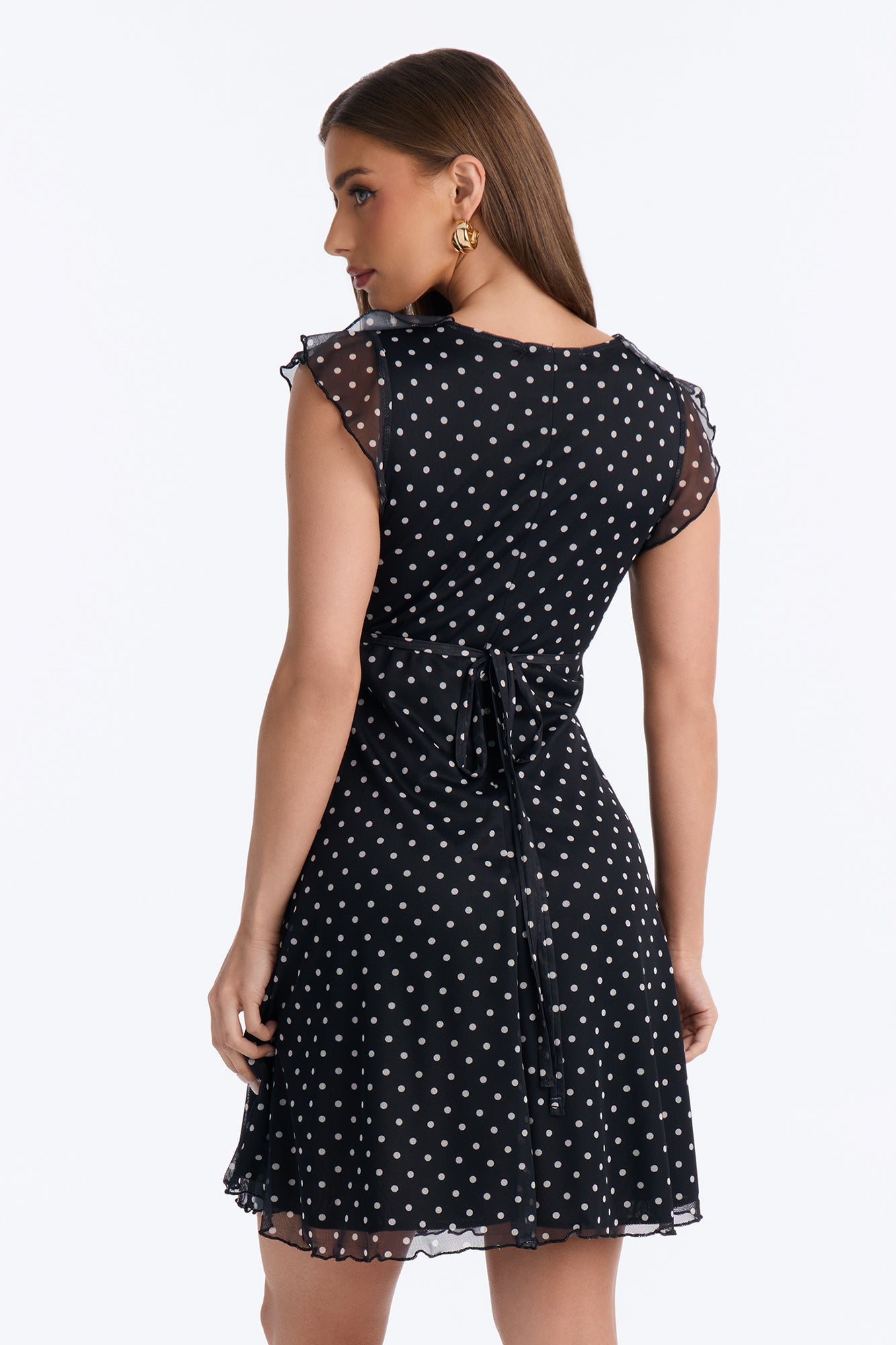 Perfectly Sweet Mesh Mini Dress - Black/White image 3