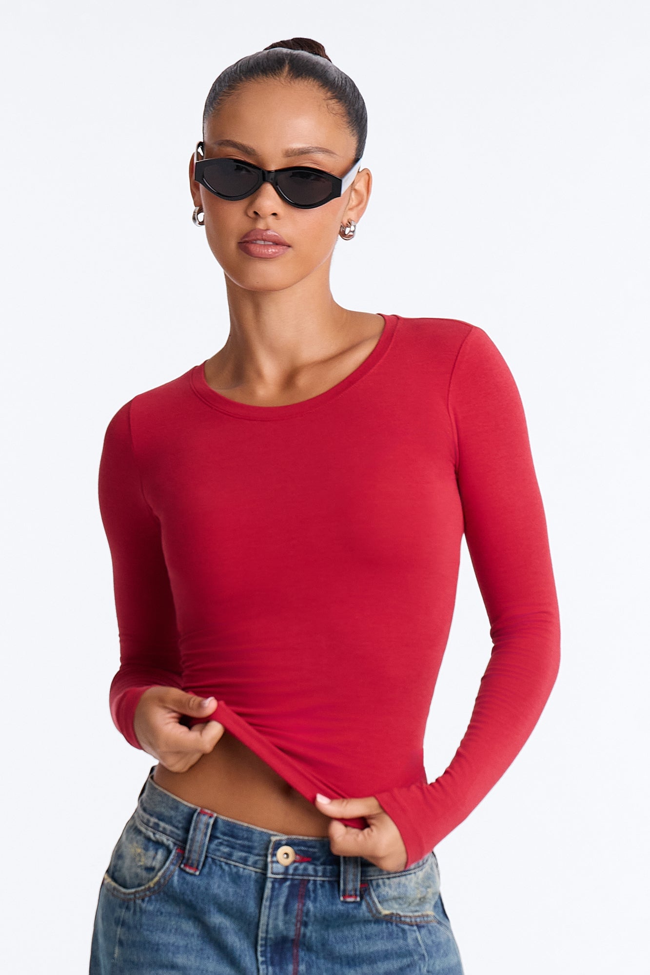 Julia Long Sleeve Top - Brick Red image 5