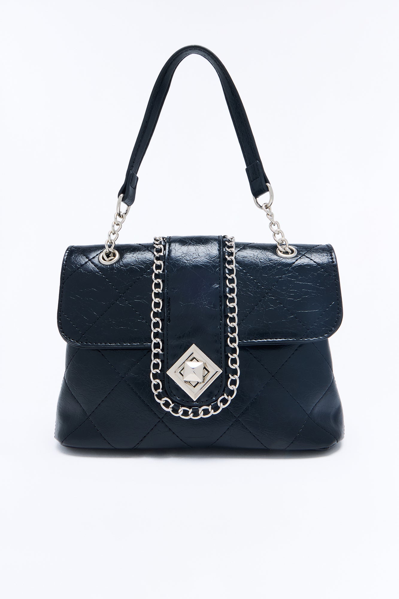 Paris And Rome Faux Leather Handbag - Black image 4