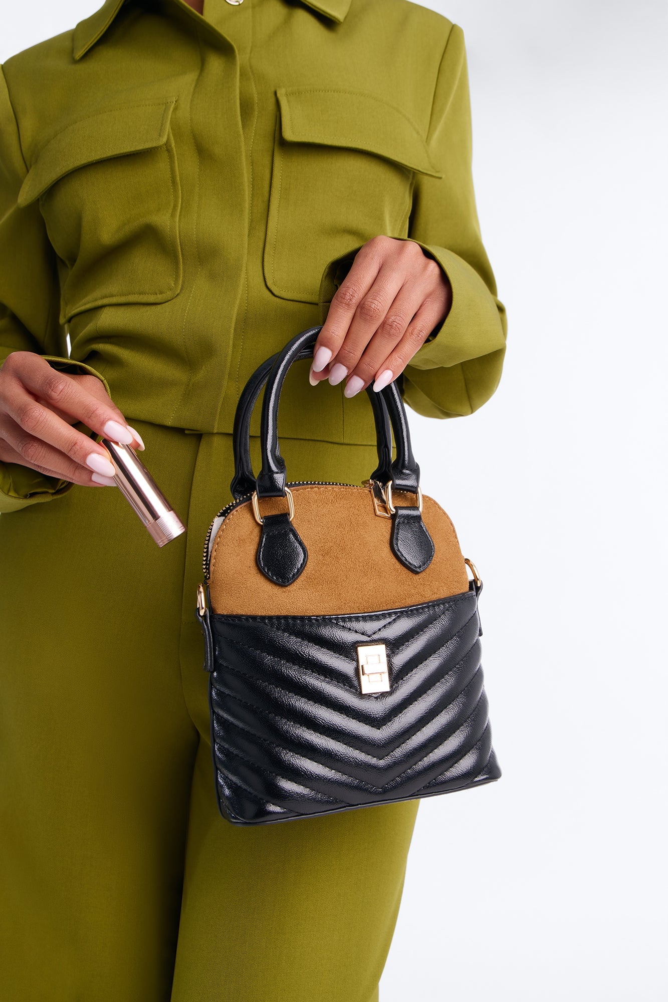 Show Me Love Faux Leather Handbag - Black/combo image 2