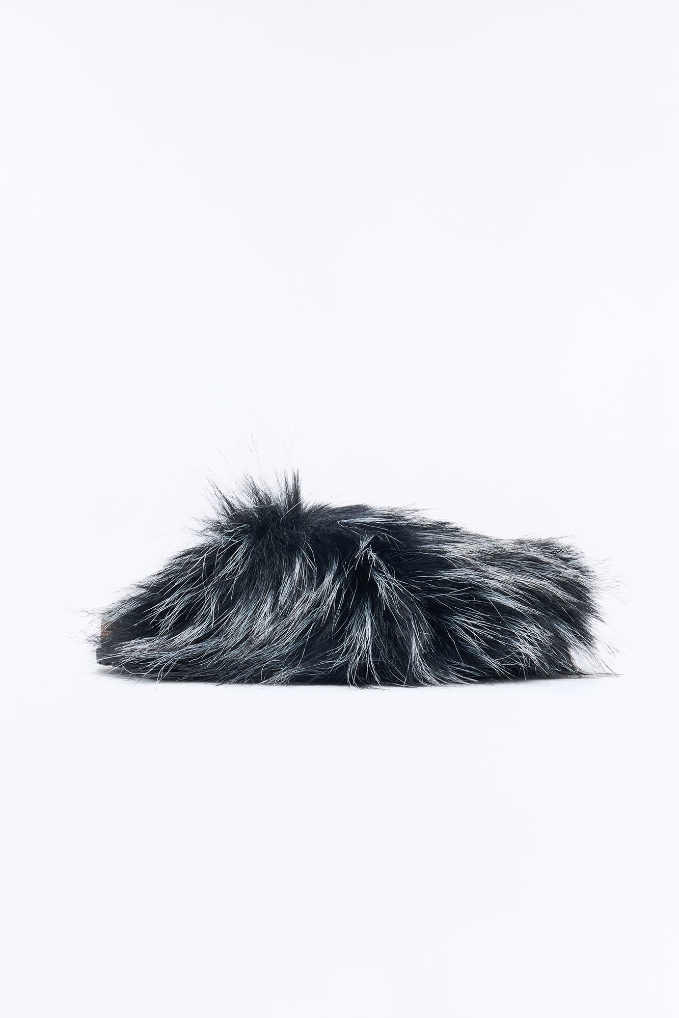Mini Can't Miss It Faux Fur Slippers - Black/White image 2