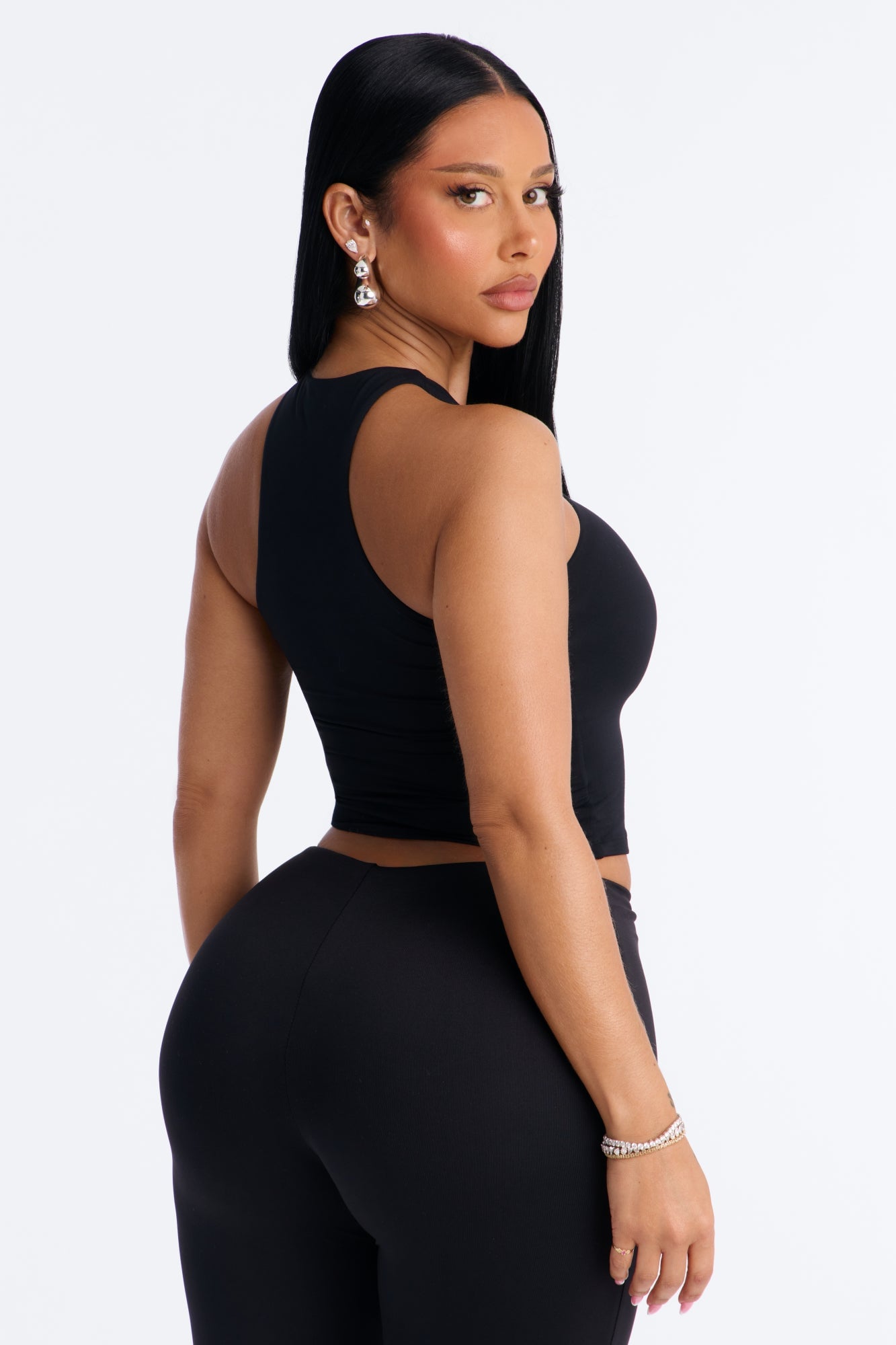 Second Skin Double Lined Front Zip Sleeveless Top - Black image 7