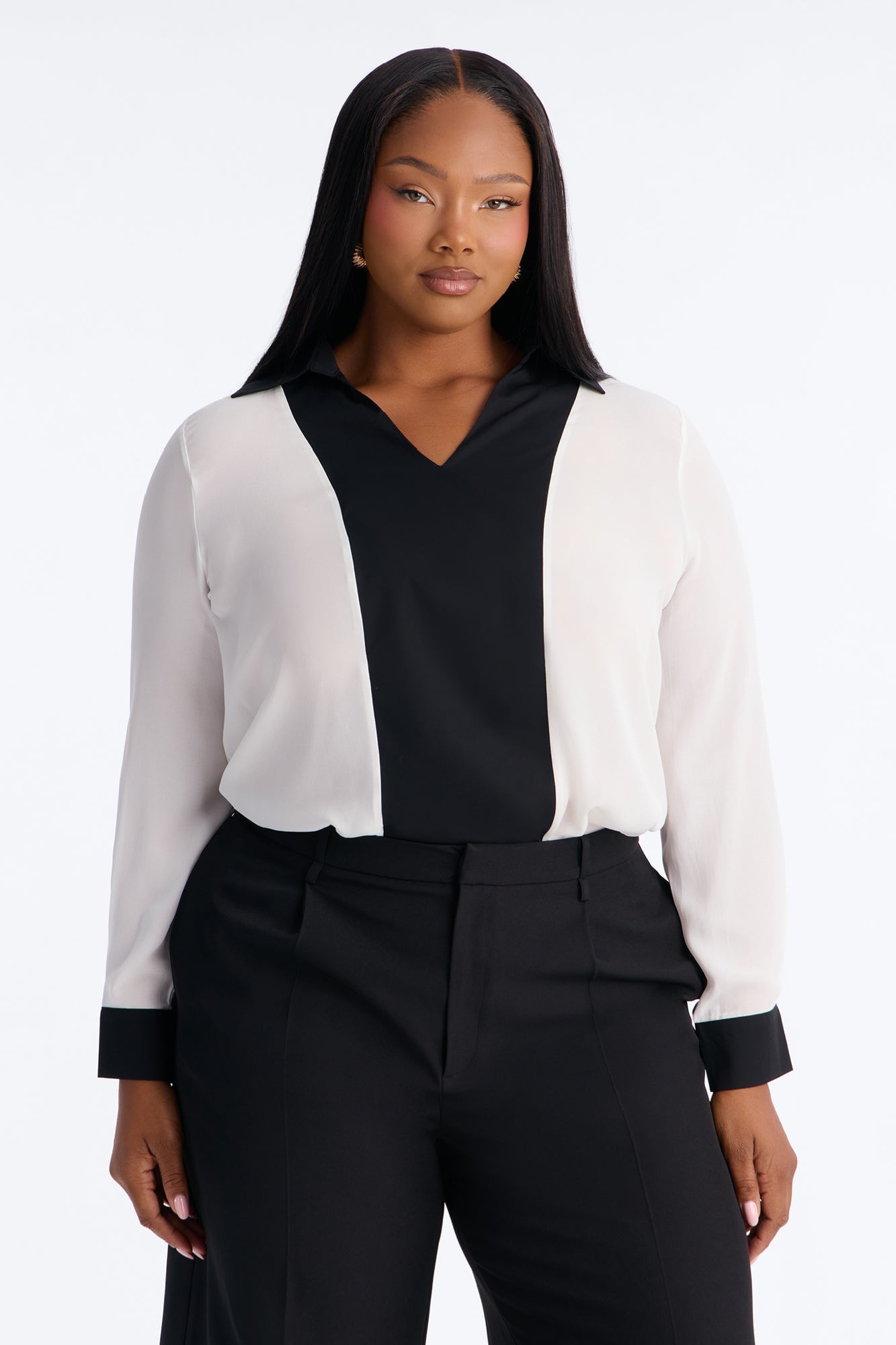 Next Meeting Colorblock Shirt - White/Black image 2