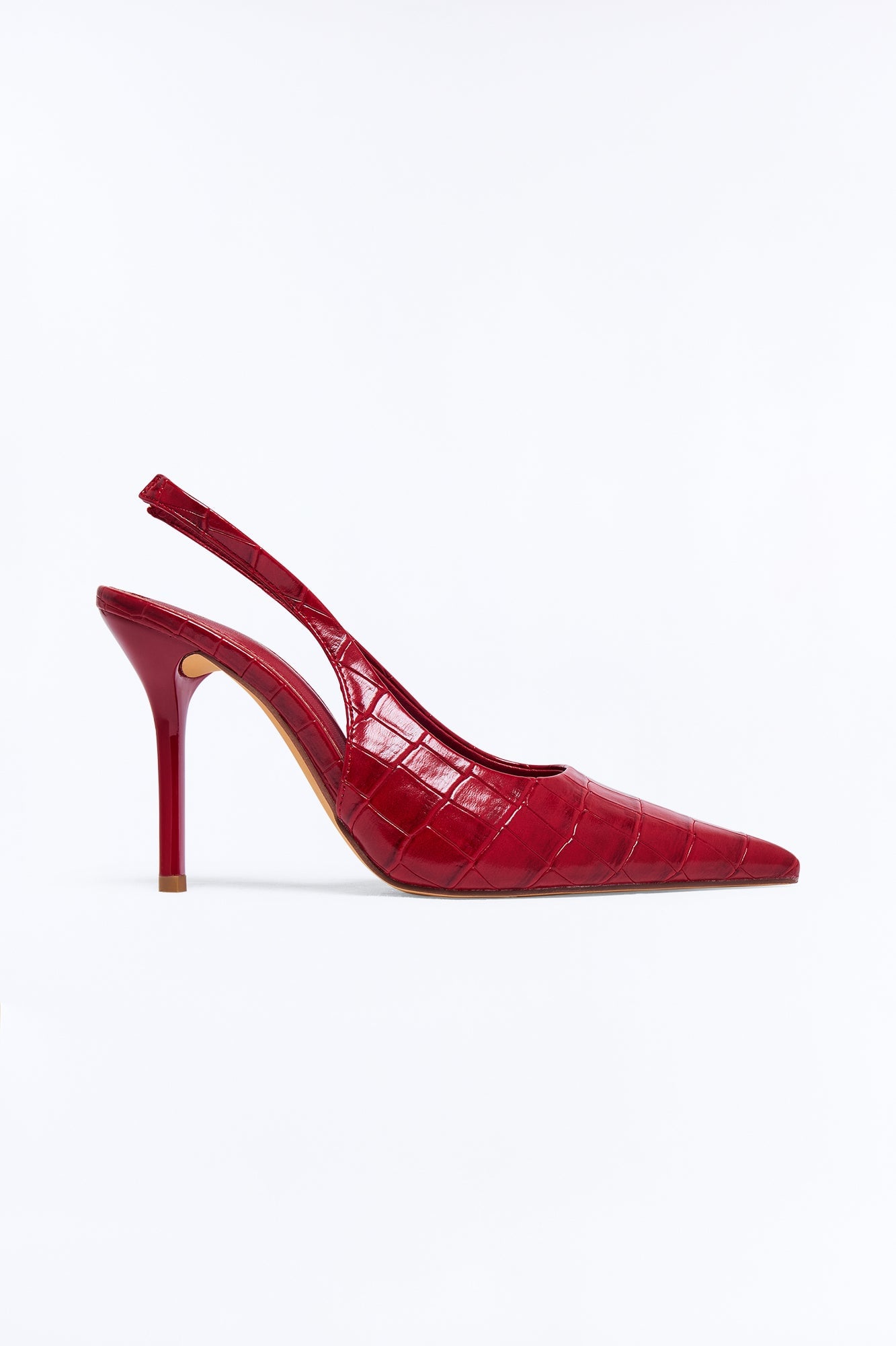 Big Deal Croc Slingback Heels - Red image 3