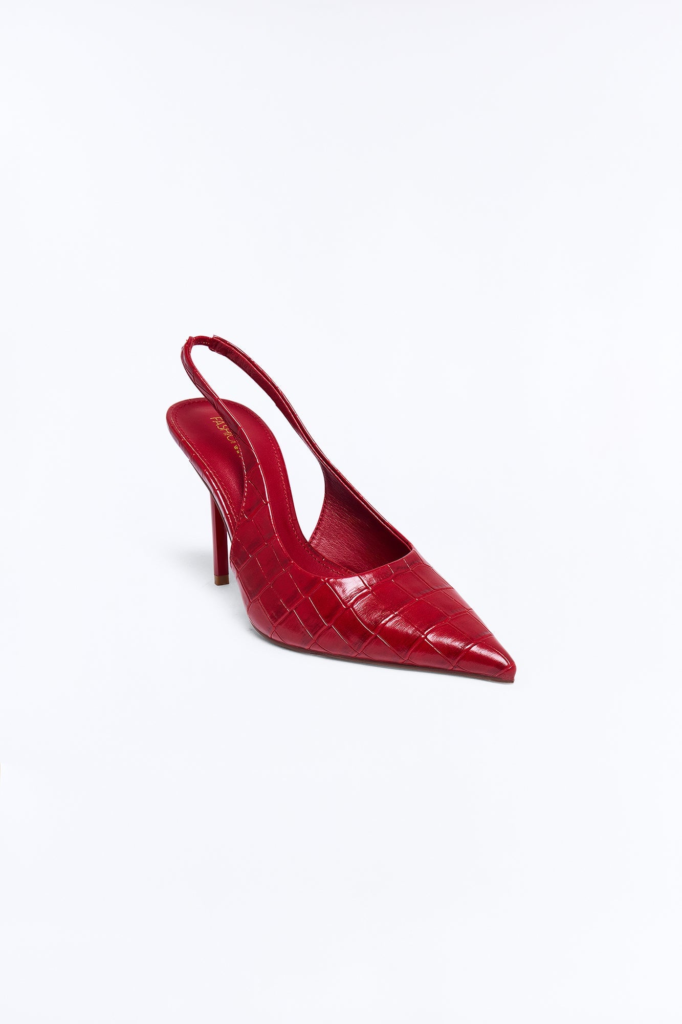 Big Deal Croc Slingback Heels - Red image 4
