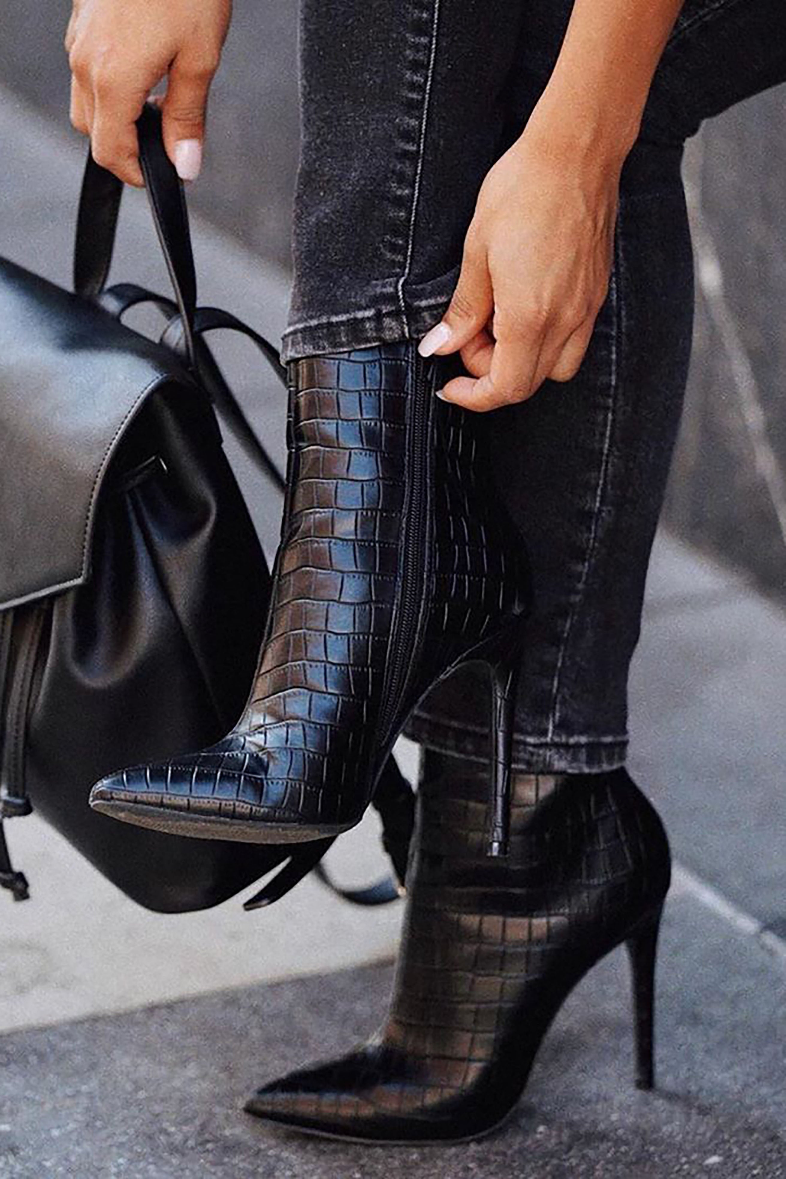 Last Minute Booties - Black Croc image 4