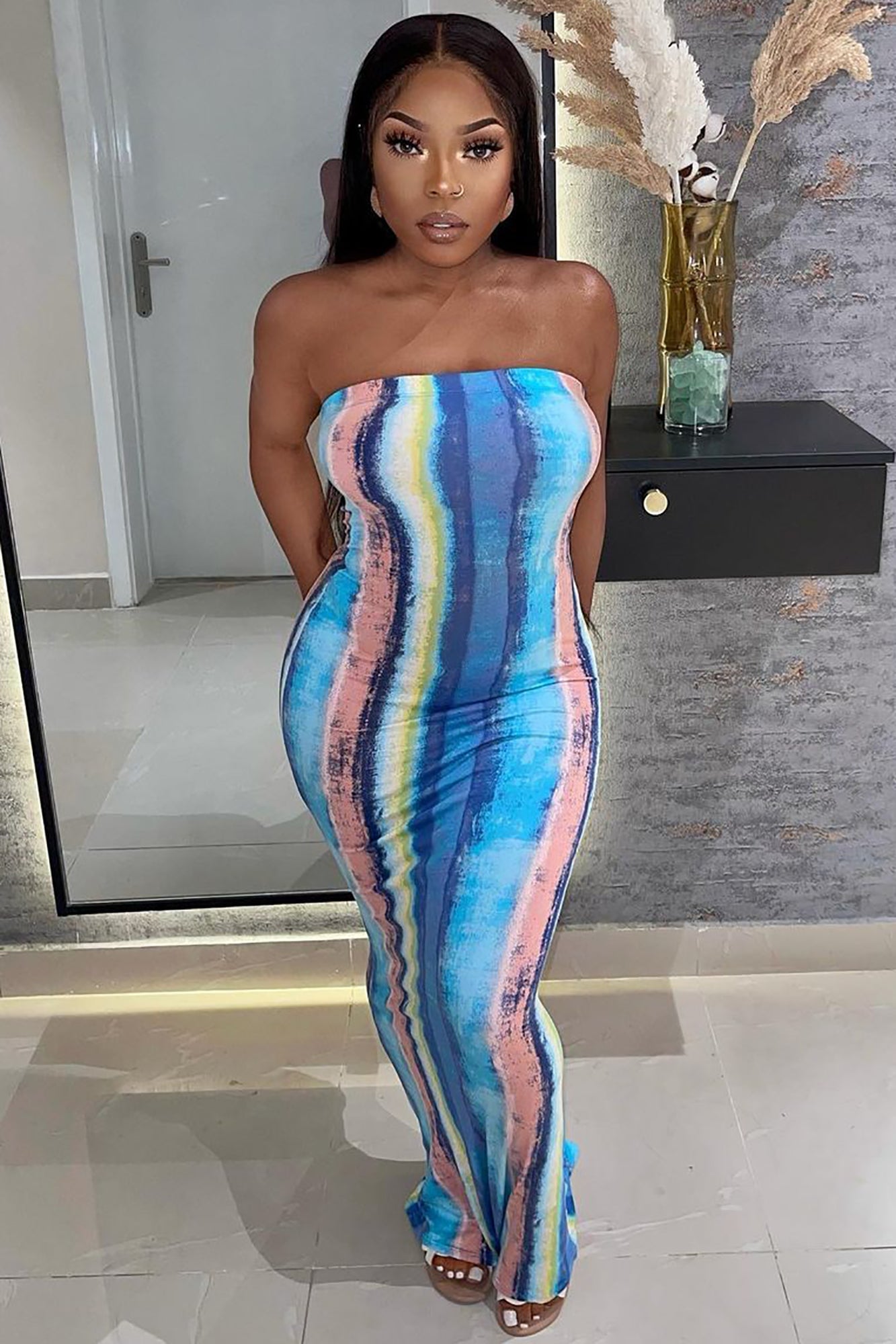 Look Me Up And Down Maxi Dress - Blue/combo image 6