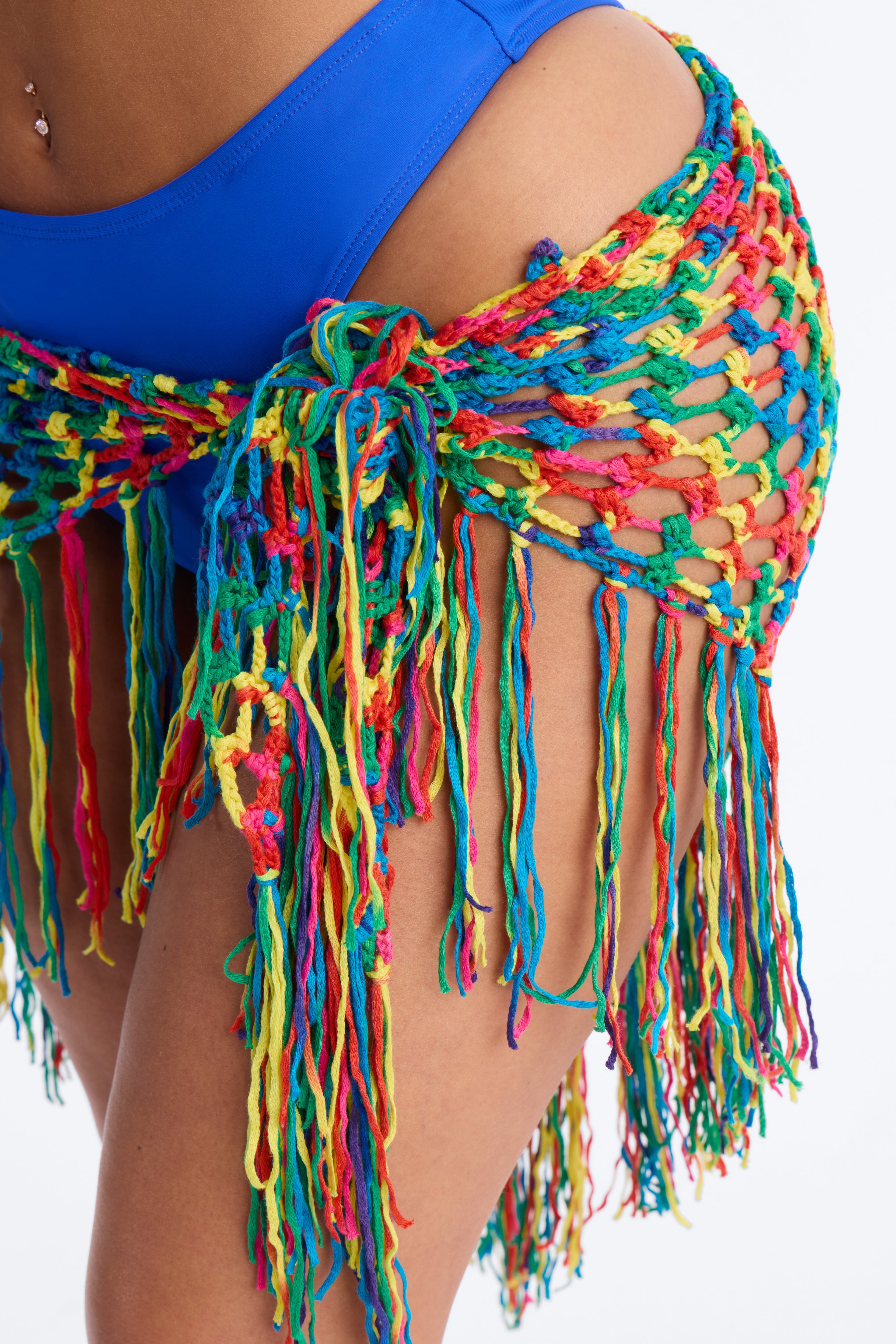 Summer Days Crochet Fringe Cover Up Sarong - Multi Color image 3