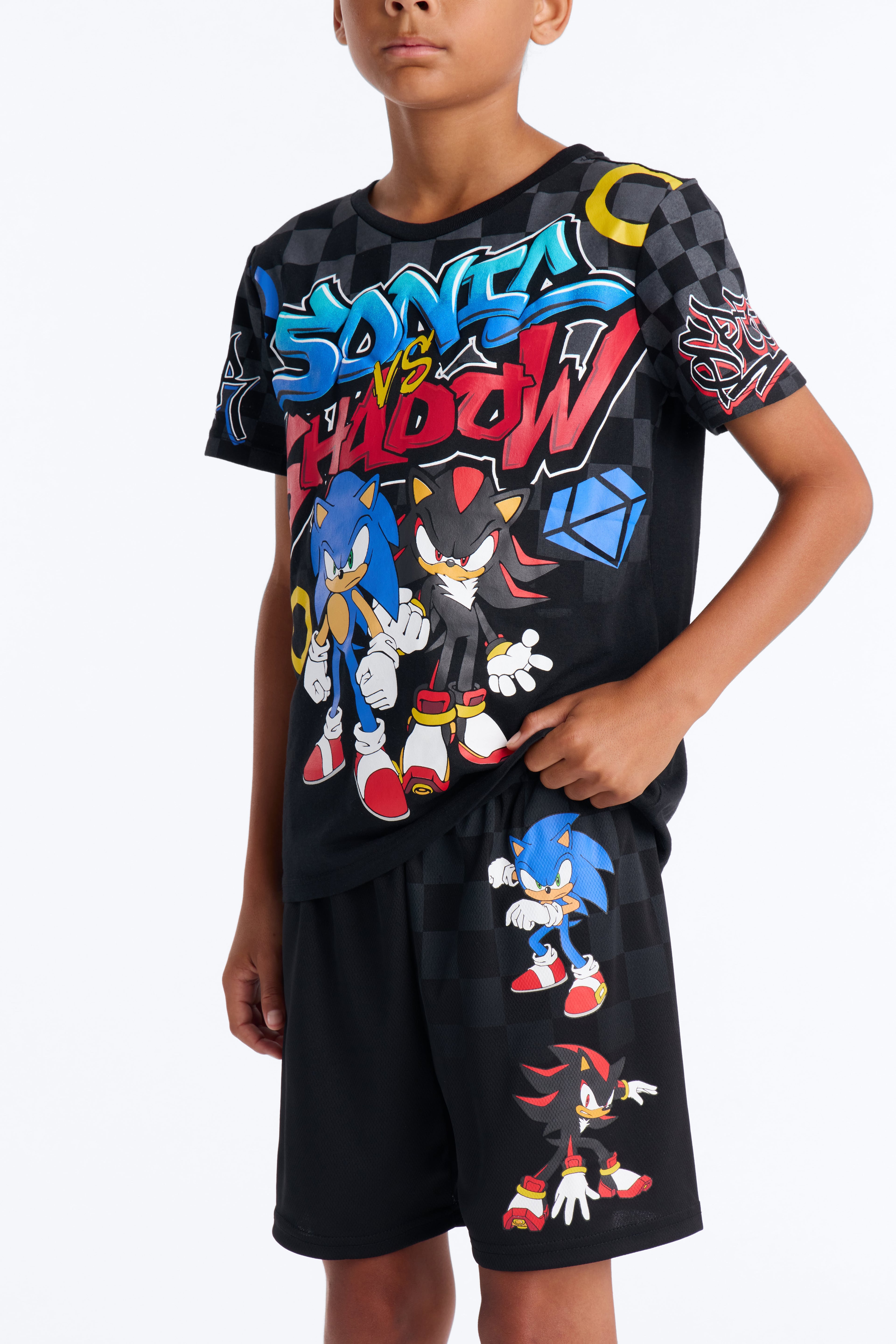 Mini Sonic Gotta Go Fast Graffiti Short Set - Black image 4
