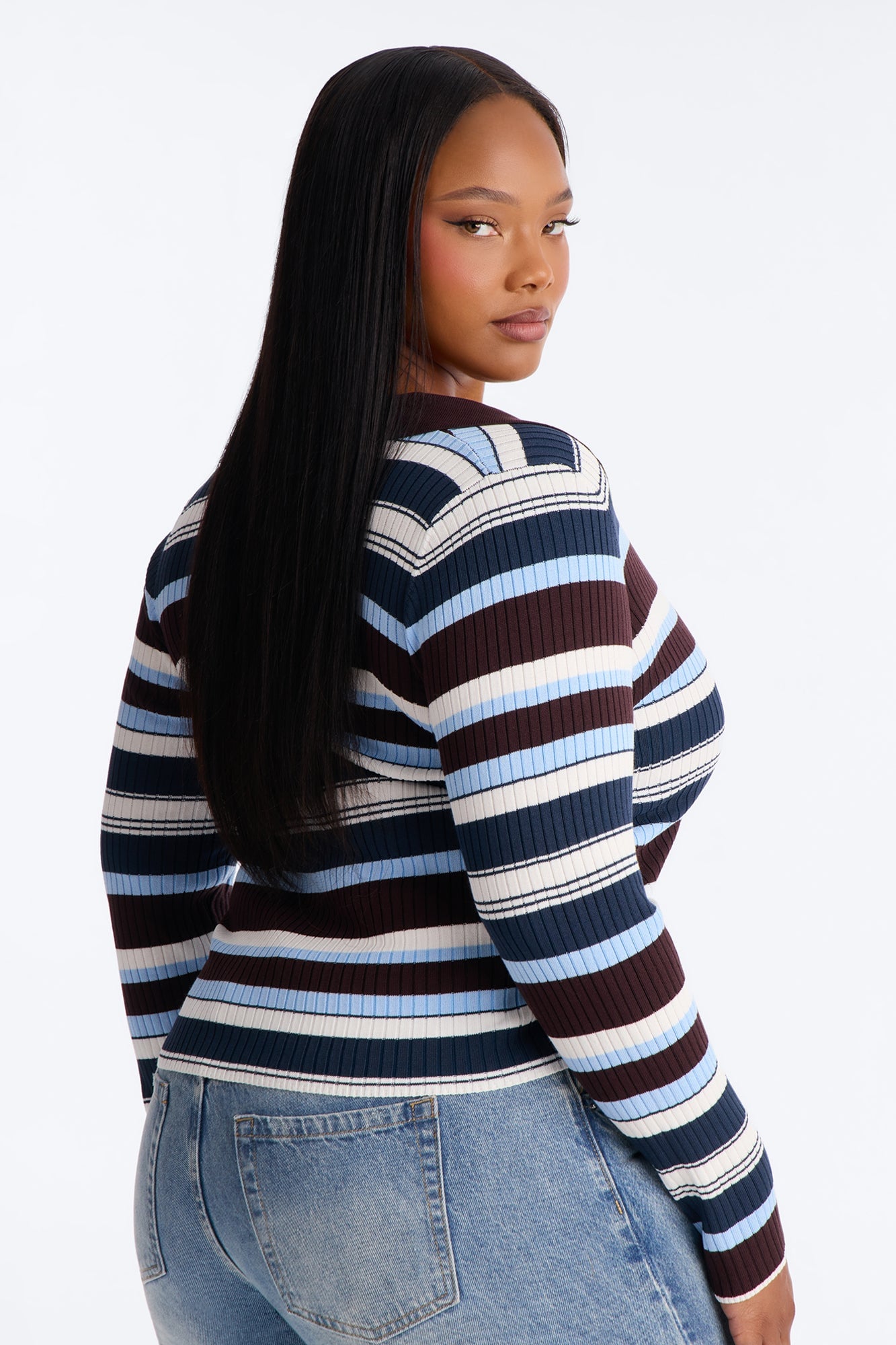 Moonlit Nights Striped Cardigan - Brown/combo image 3