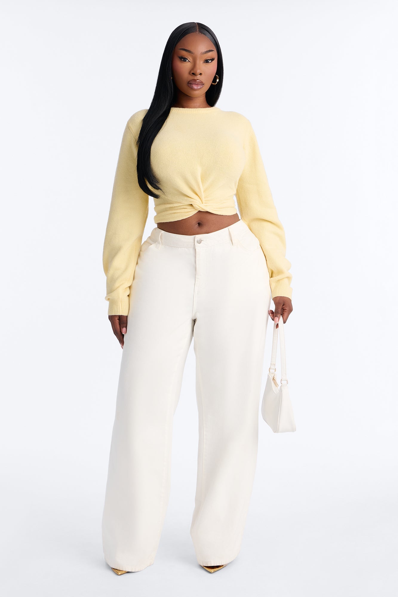 Orchard Air Pullover Twist Front Sweater - Butter Yellow image 2