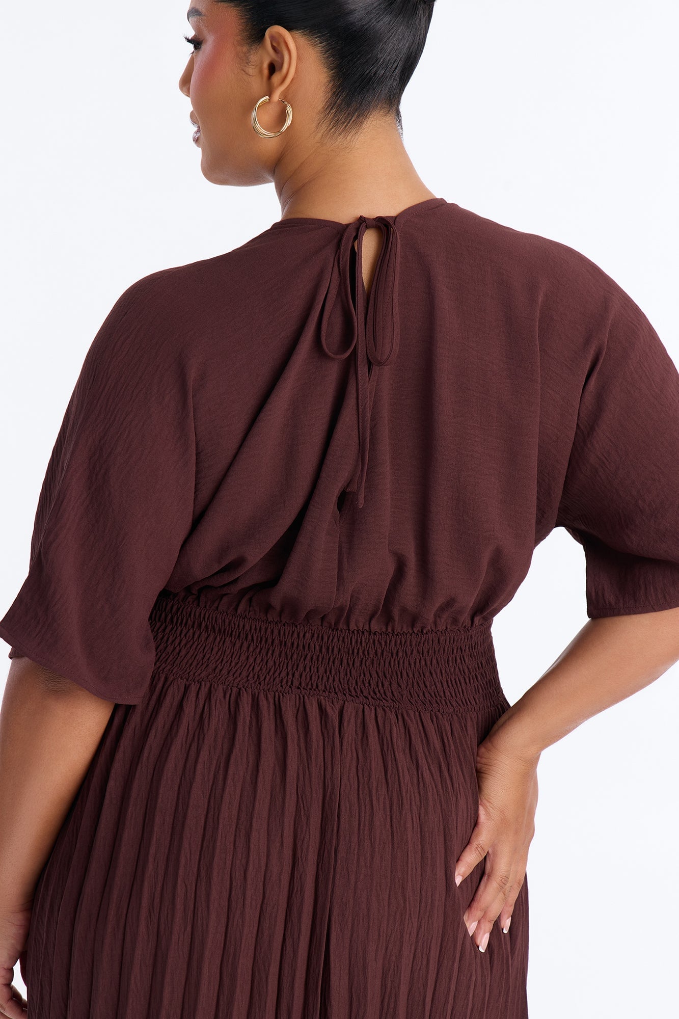 Liana Pleated Maxi Dress - Chocolate image 4