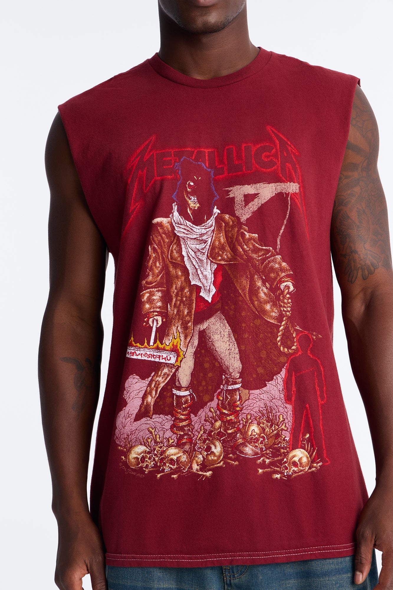 Metallica Unforgiven Executioner Vintage Muscle Tee - Red image 6